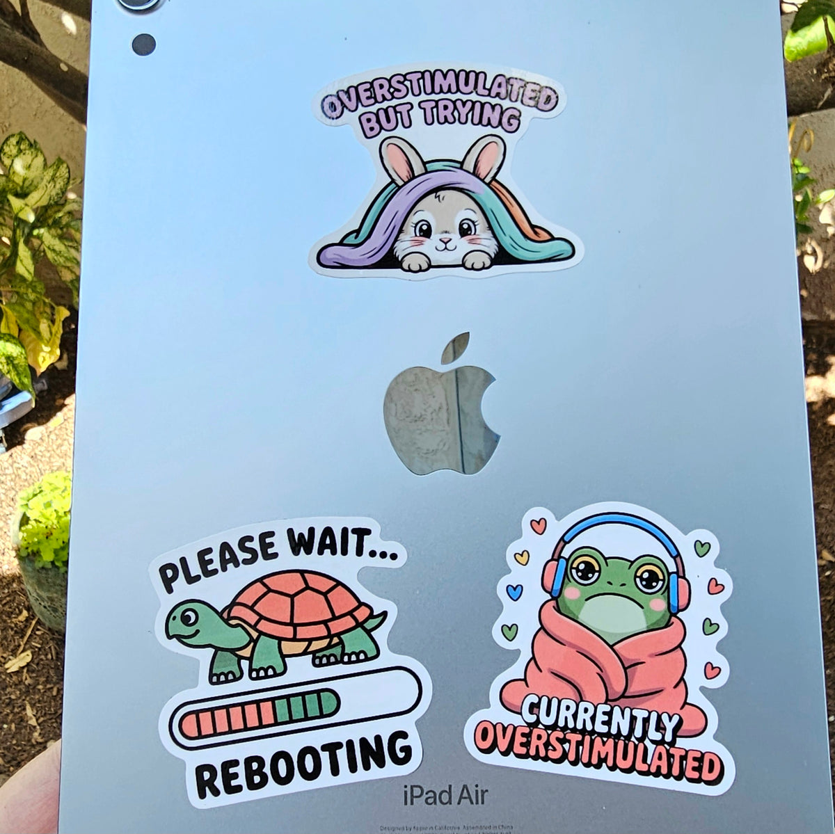 Overstimulated Self Care Sticker Pack (6) | Kawaii Animals Mental Health Stickers | Anxiety Neurodivergent Gift