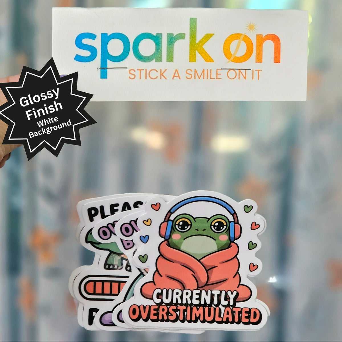 Overstimulated Self Care Sticker Pack (6) | Kawaii Animals Mental Health Stickers | Anxiety Neurodivergent Gift
