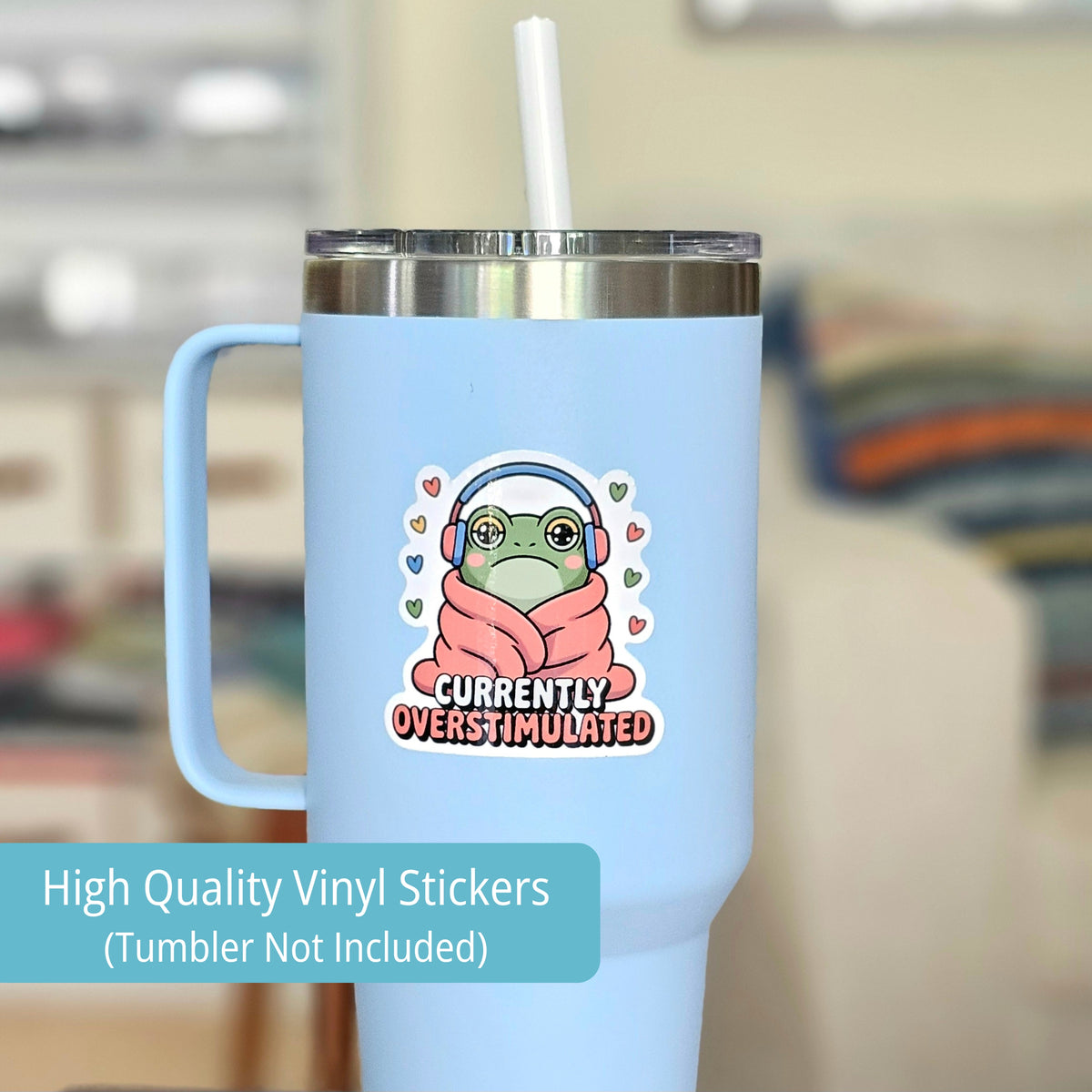 Overstimulated Self Care Sticker Pack (6) | Kawaii Animals Mental Health Stickers | Anxiety Neurodivergent Gift