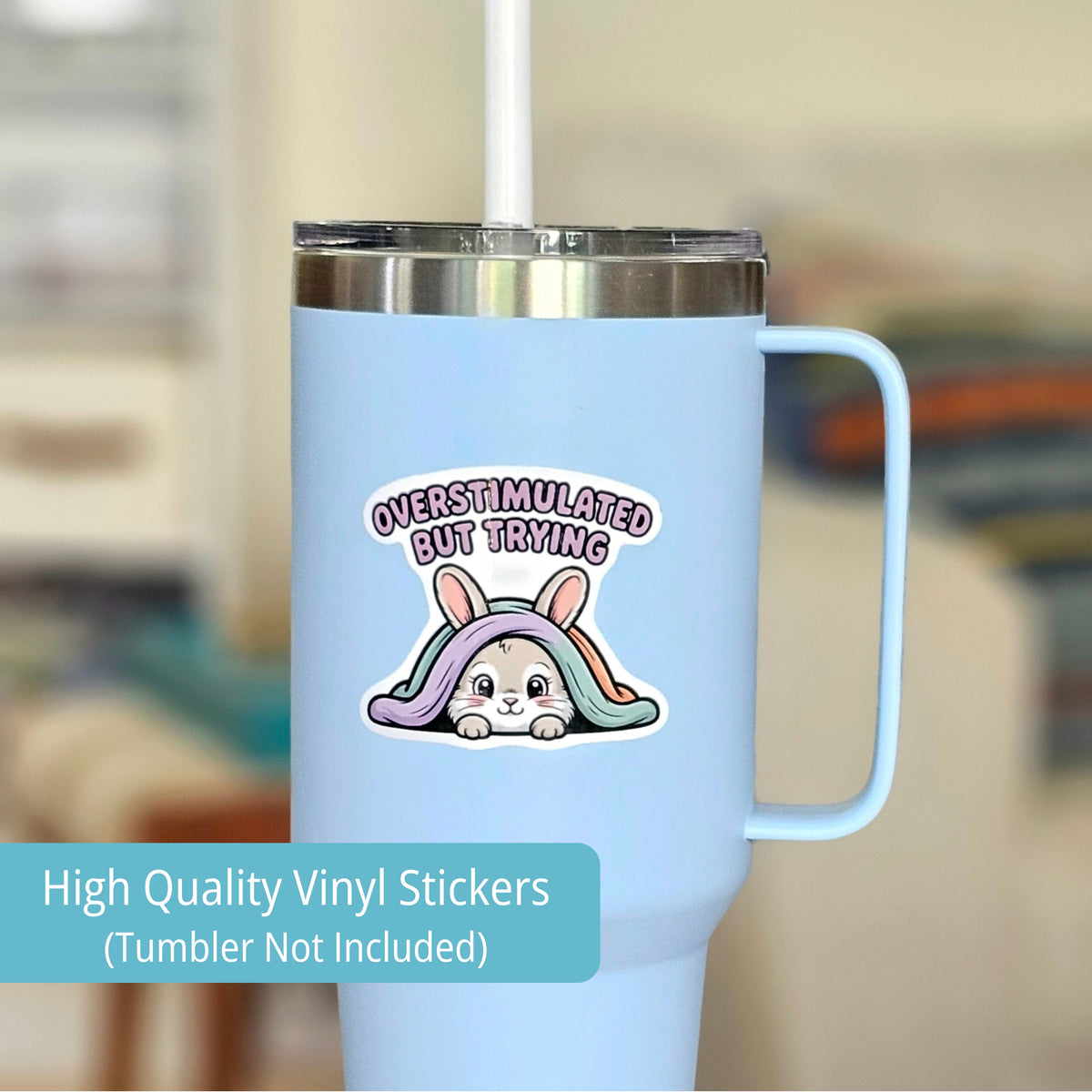 Overstimulated Self Care Sticker Pack (6) | Kawaii Animals Mental Health Stickers | Anxiety Neurodivergent Gift