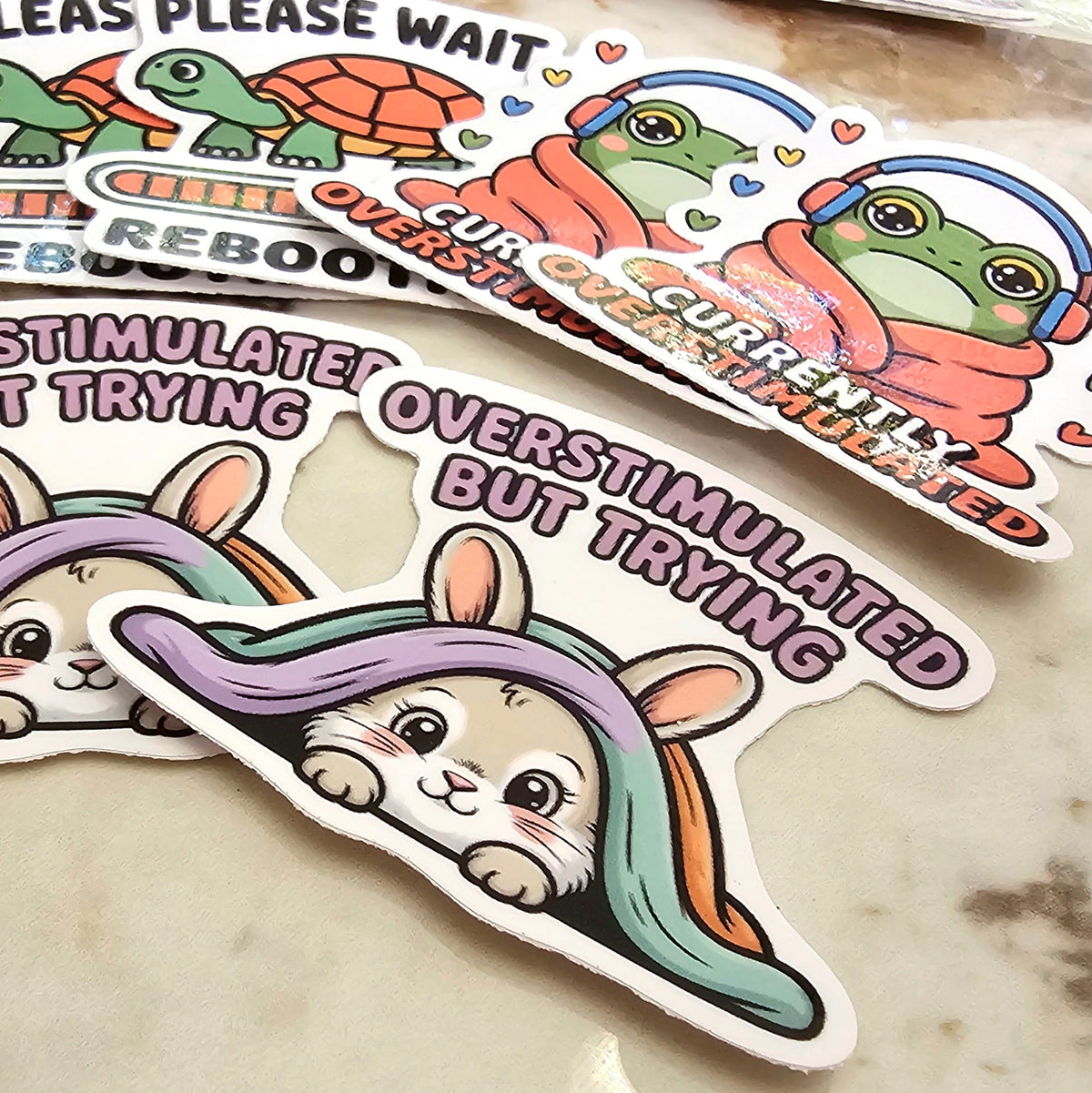 Overstimulated Self Care Sticker Pack | Vinyl Sticker Set