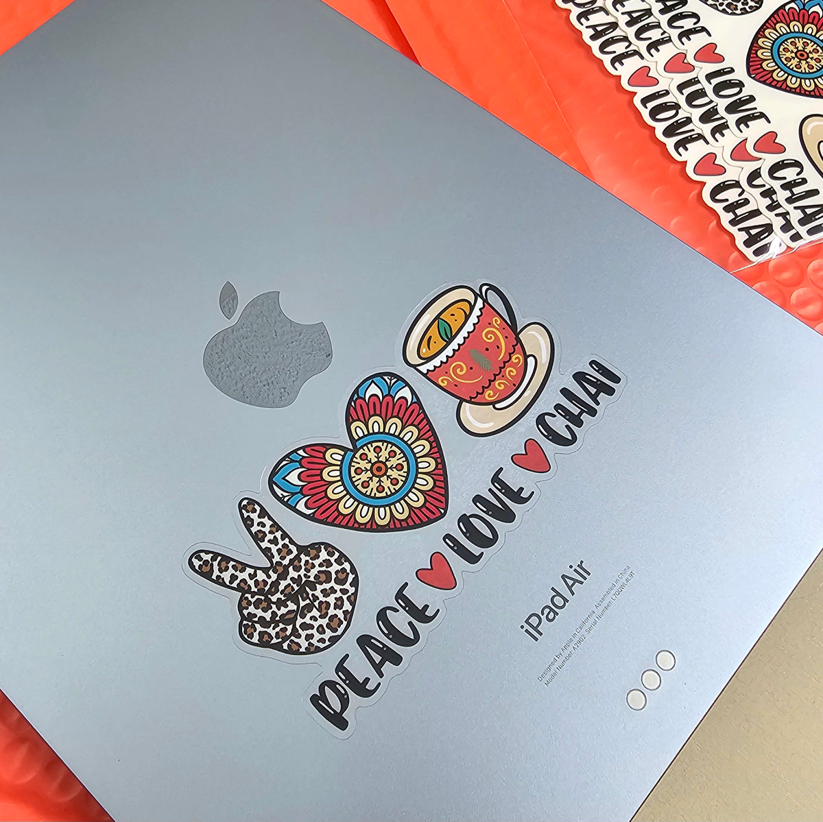Peace Love Chai Tea Lover Clear Stickers | Desi Vibes Boho Gift | Set of 3