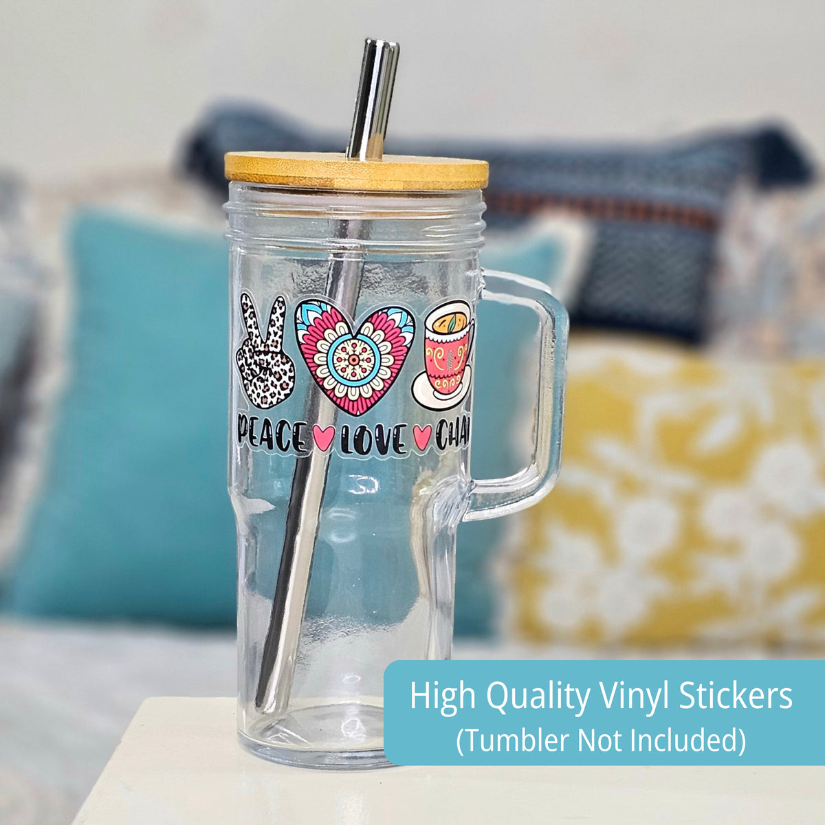 Peace Love Chai Tea Lover Clear Stickers | Desi Vibes Boho Gift | Set of 3