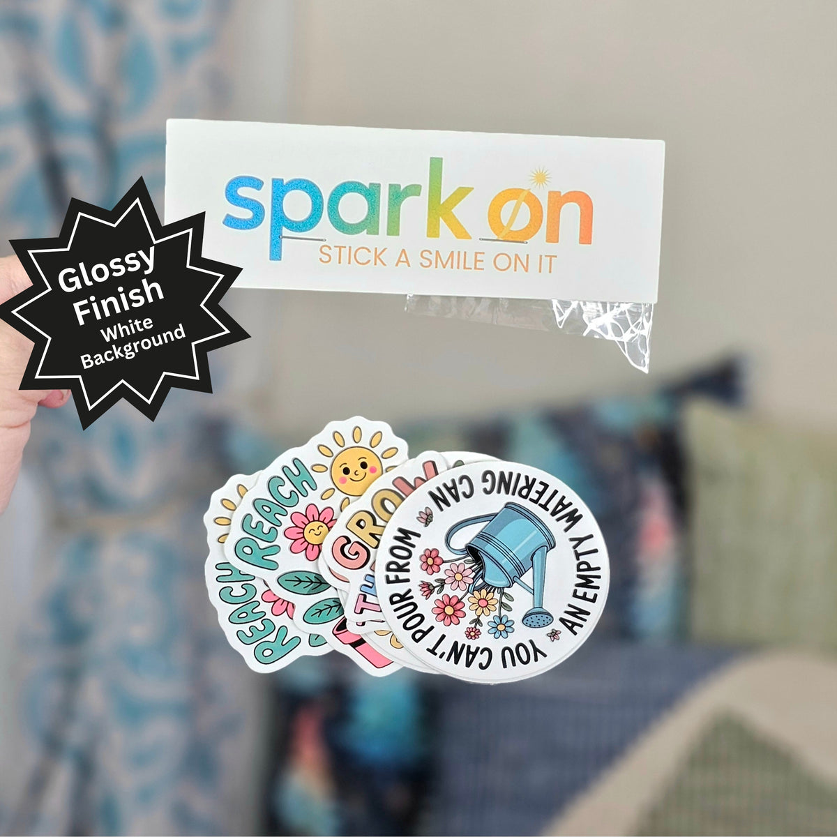 Motivational Plant Sticker Set | Inspirational Flower Stickers | Cute Kawaii Vinyl Stickers | 8 Pack