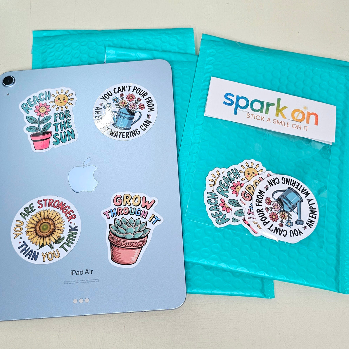 Motivational Plant Sticker Set | Inspirational Flower Stickers | Cute Kawaii Vinyl Stickers | 8 Pack