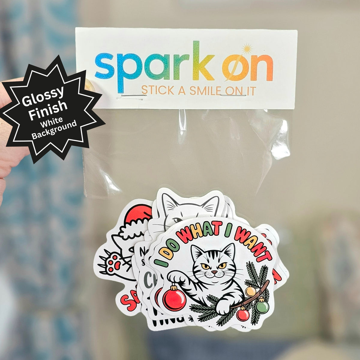 Funny Christmas Cat Stickers | Vinyl Sticker Set