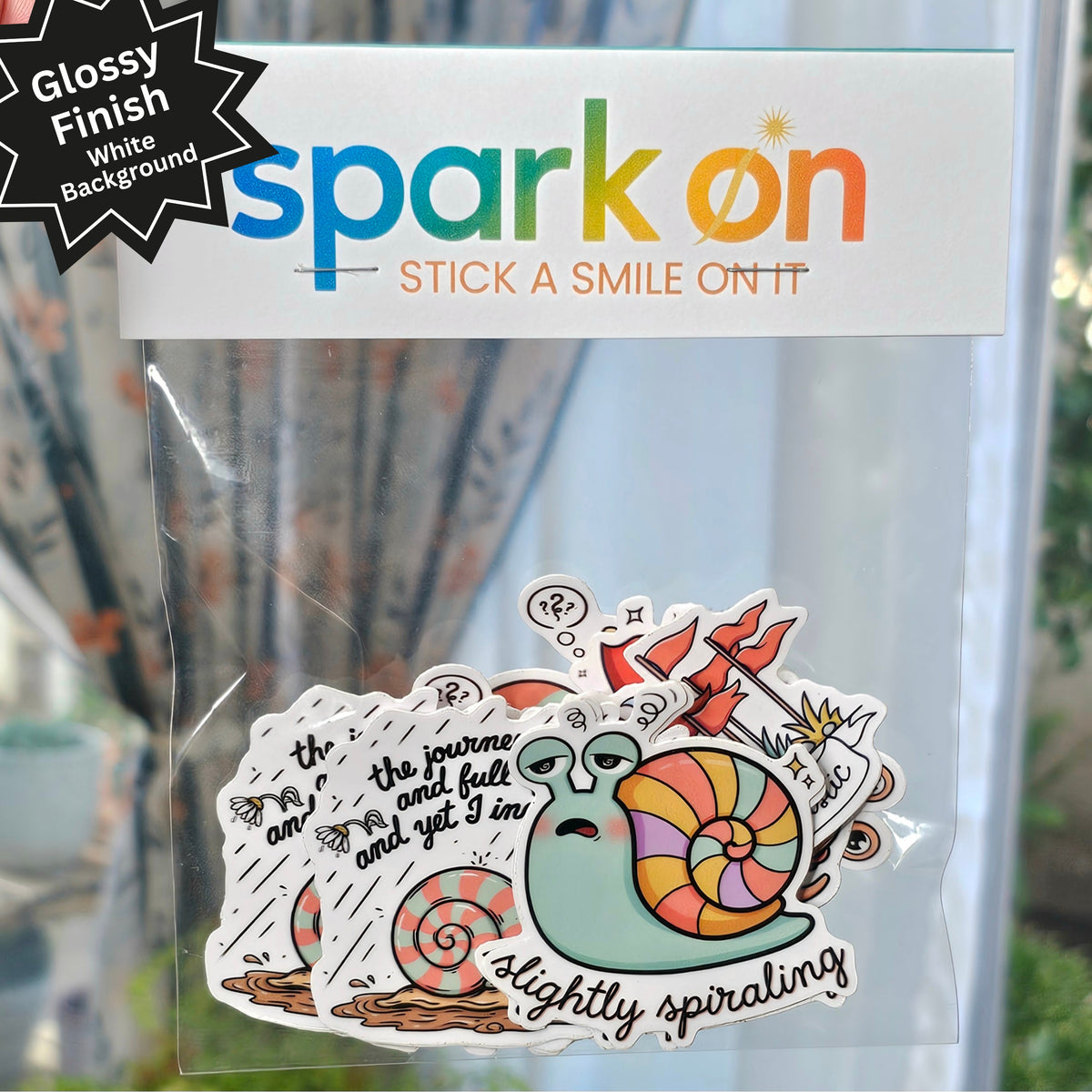 Snarky Snail Sticker Pack | 10 Glossy Stickers | Overthinking Anxiety Stickers |  Mental Health Gift