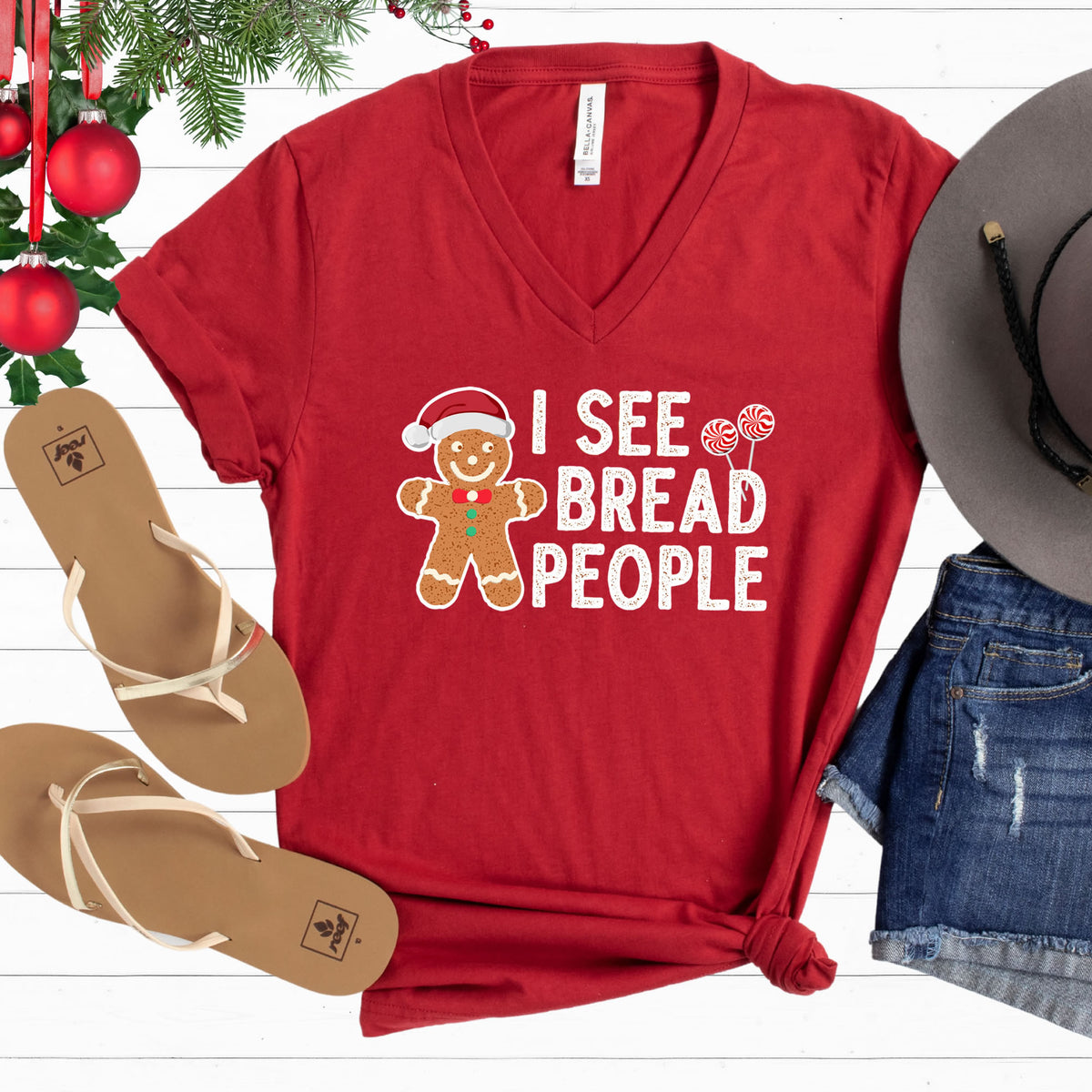 Gingerbread Cookies Funny Baking Shirt | Red Unisex V-ncek T-shirt