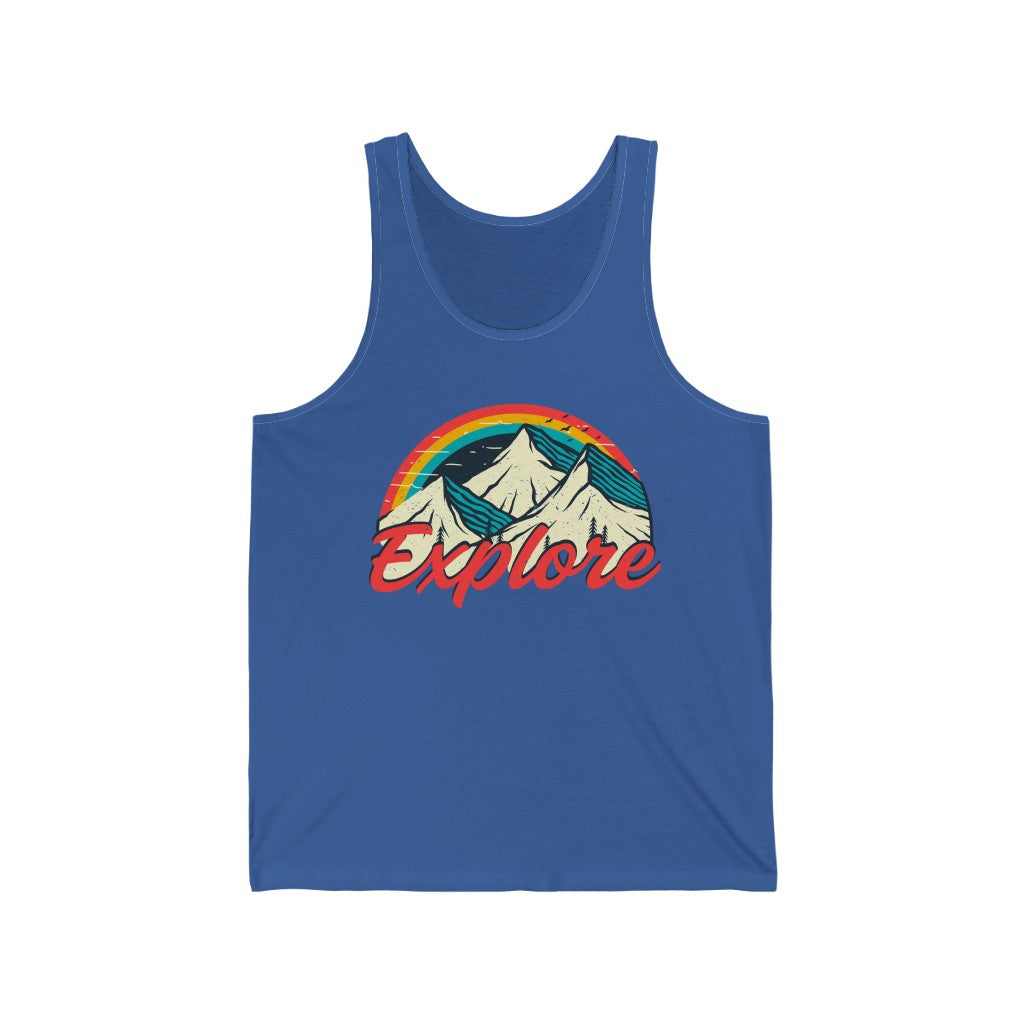 Explore Retro 70s Vintage Hiking Shirt | Vintage Camping Shirt | Unisex Jersey Tank Top