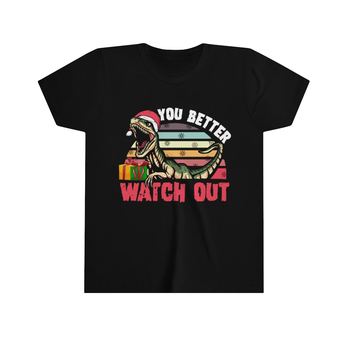 Velociraptor Dinosaur Christmas Shirt  | You Better Watch Out Funny Santa Shirt | Youth Jersey T-shirt
