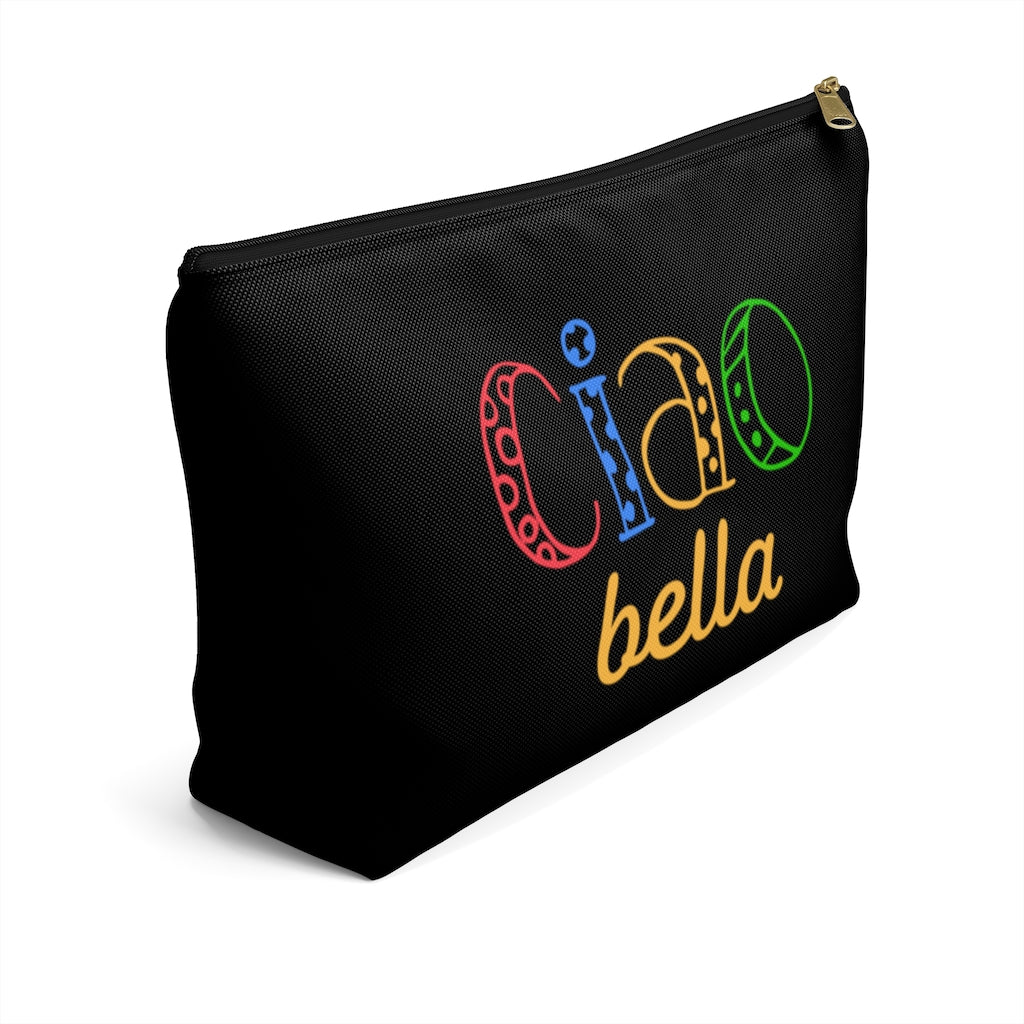 Ciao Bella Makeup Cosmetic Bag | Italy Travel Gifts | Accessory Pouch with T-Bottom