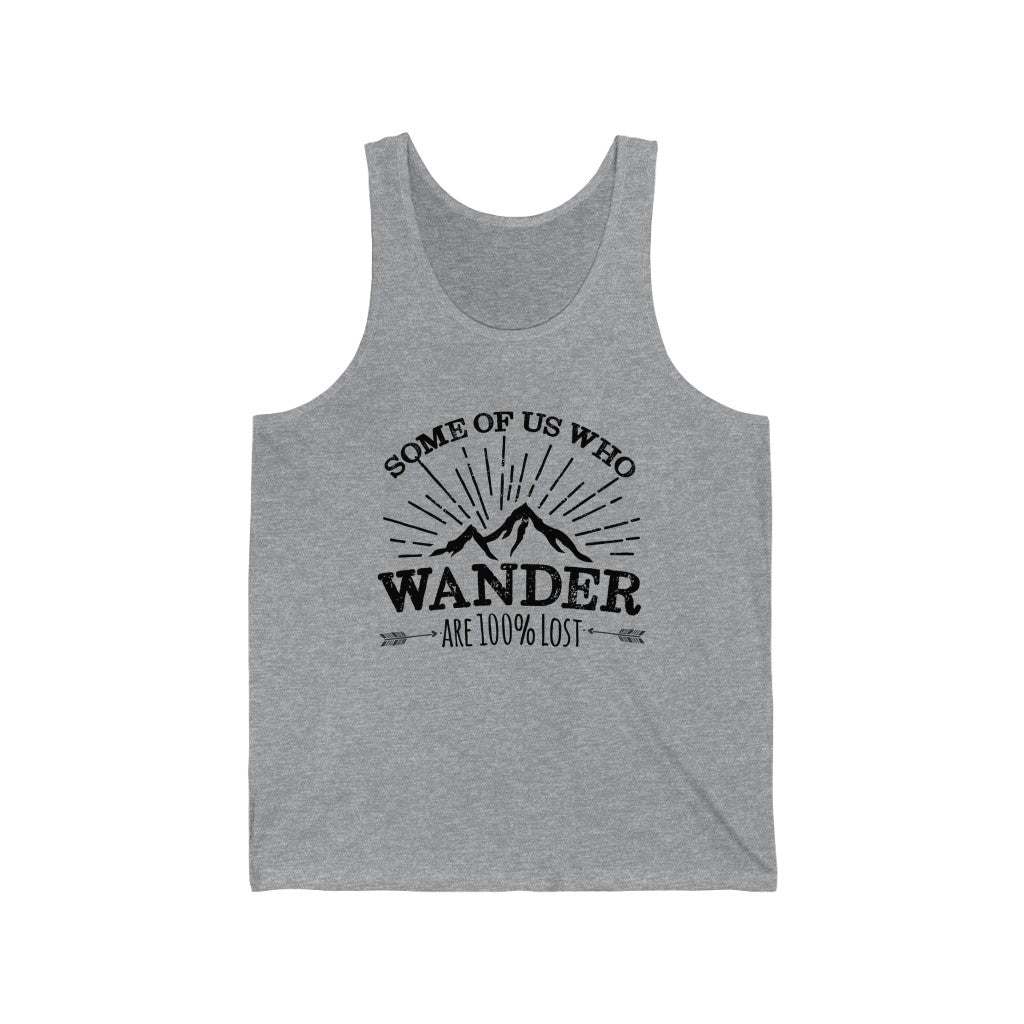 100% Lost Funny Wanderlust Adventure Shirt | Travel Lover Camping Gift| Unisex Jersey Tank Top