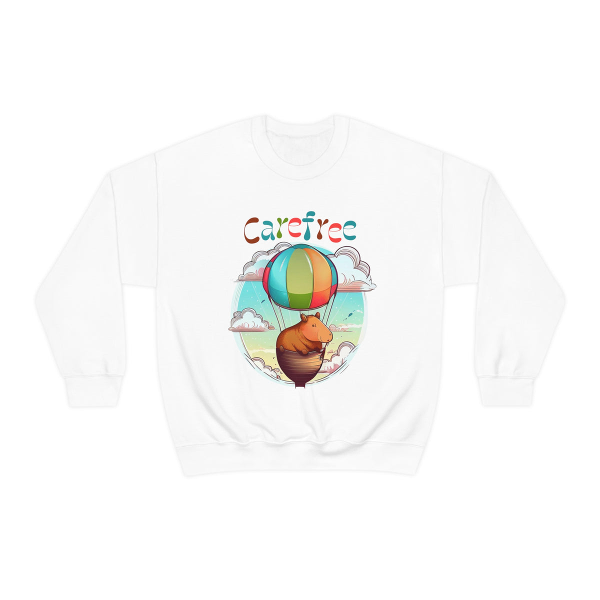 Hot Air Balloon Capybara Shirt | Capybara Lover Gift | Carefree Good Vibes Only Shirt | Unisex Crewneck Sweatshirt
