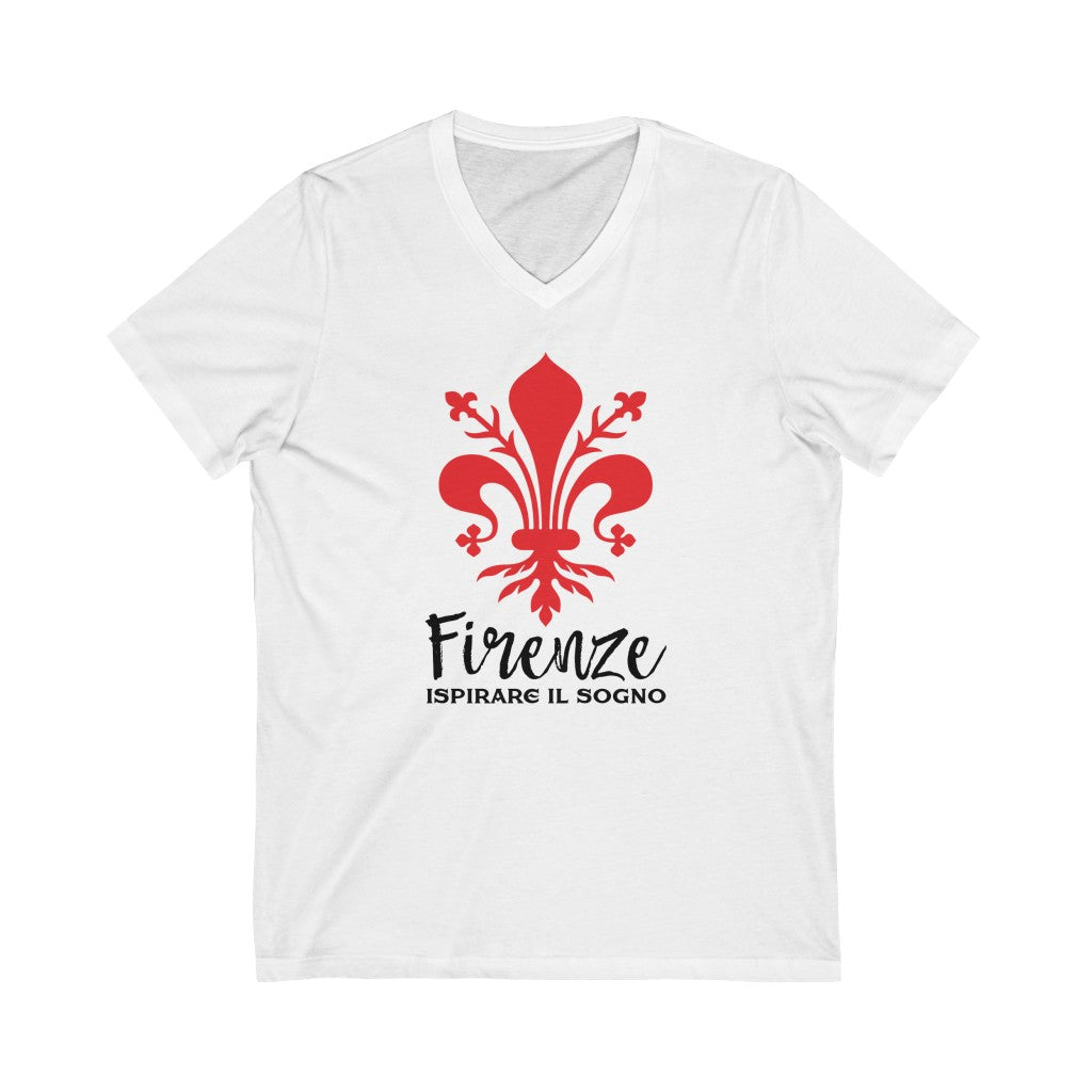 Florence Italy Fleur de Lis Shirt | Firenze Italia Italian Gift | Unisex Jersey V-neck T-shirt