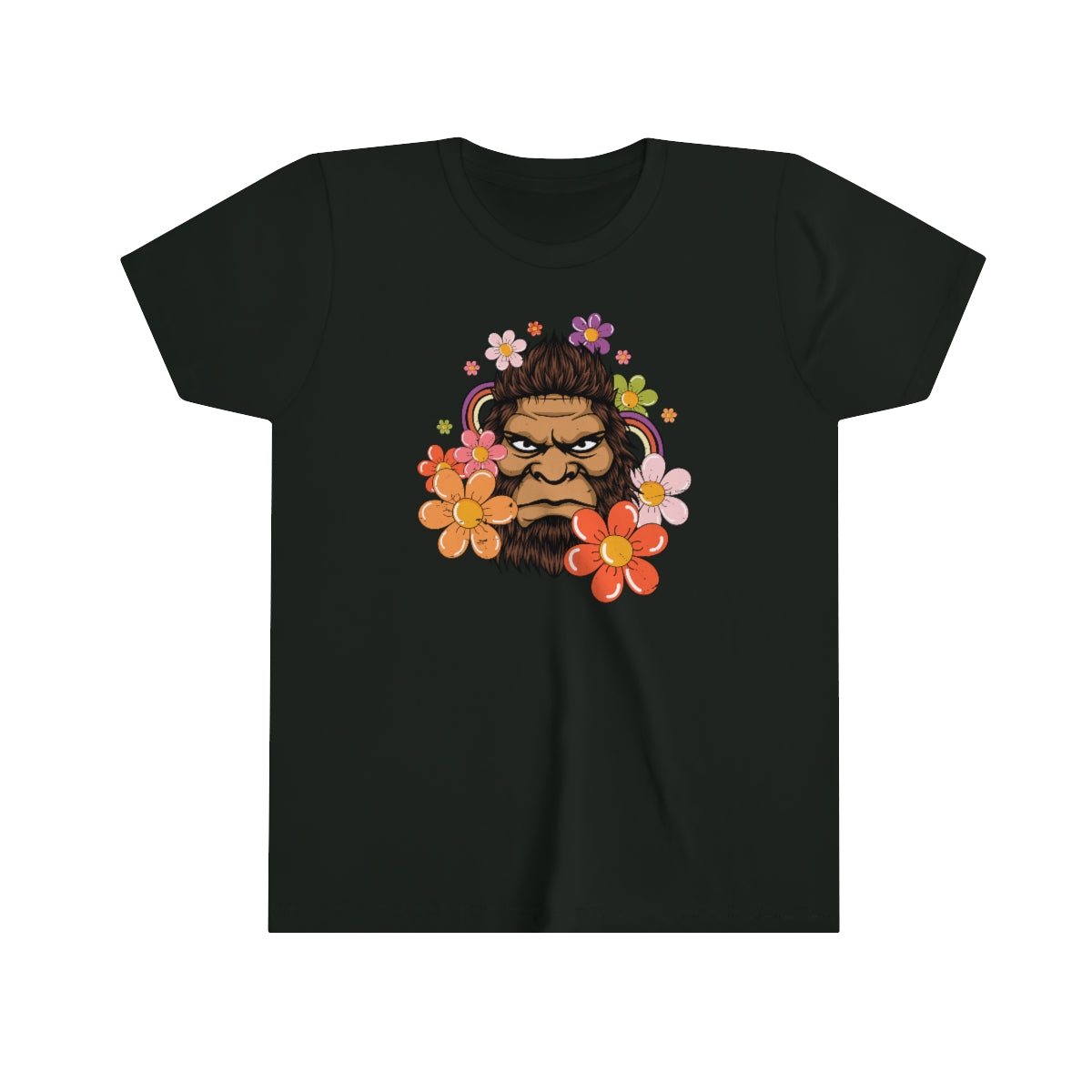 Retro 70s Floral Bigfoot Shirt | Funny Flower Power Shirt | Youth Jersey T-shirt