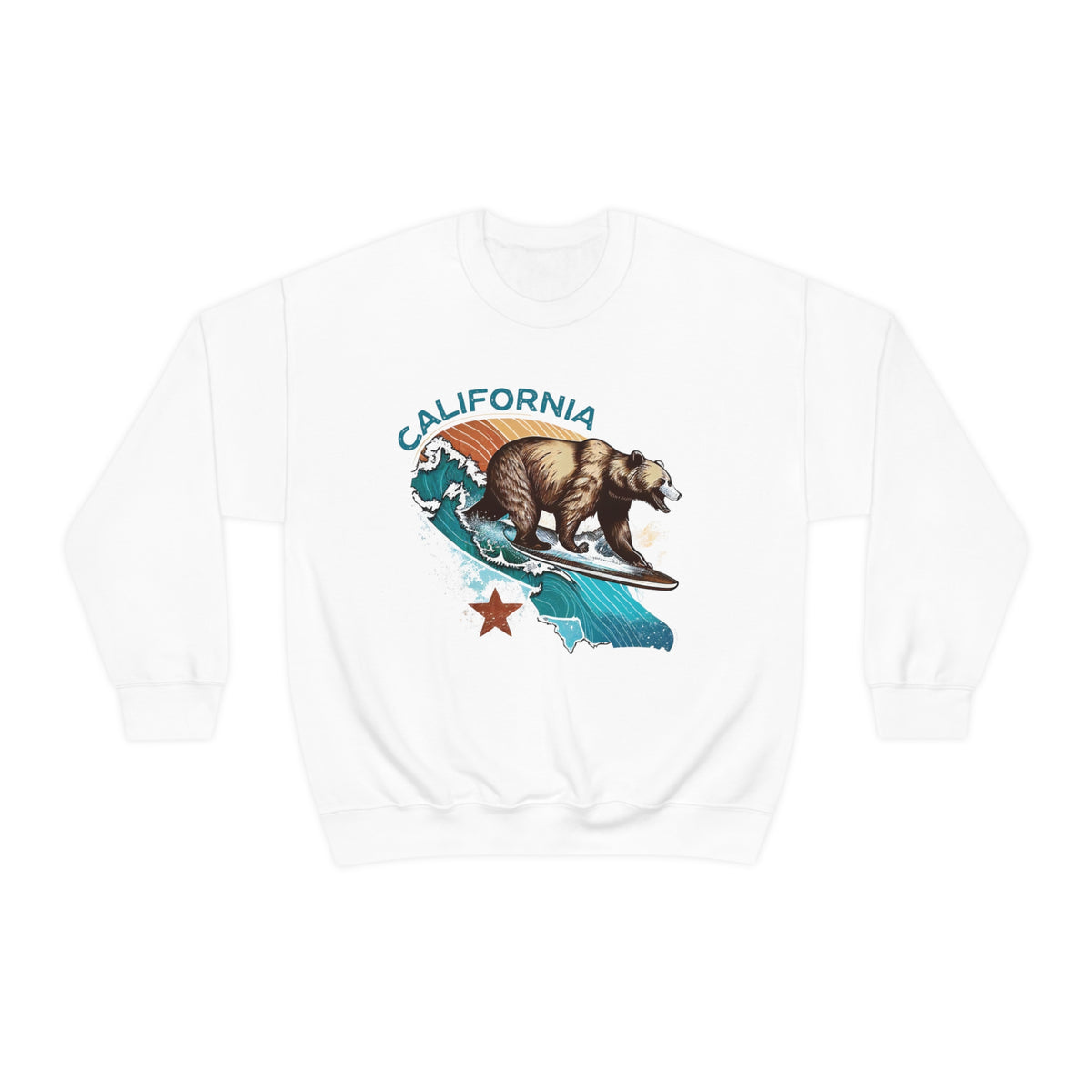 California Bear Surf Shirt | California Beach Bum Shirt | Retro Shirt | California Gifts | Unisex Crewneck Sweatshirt