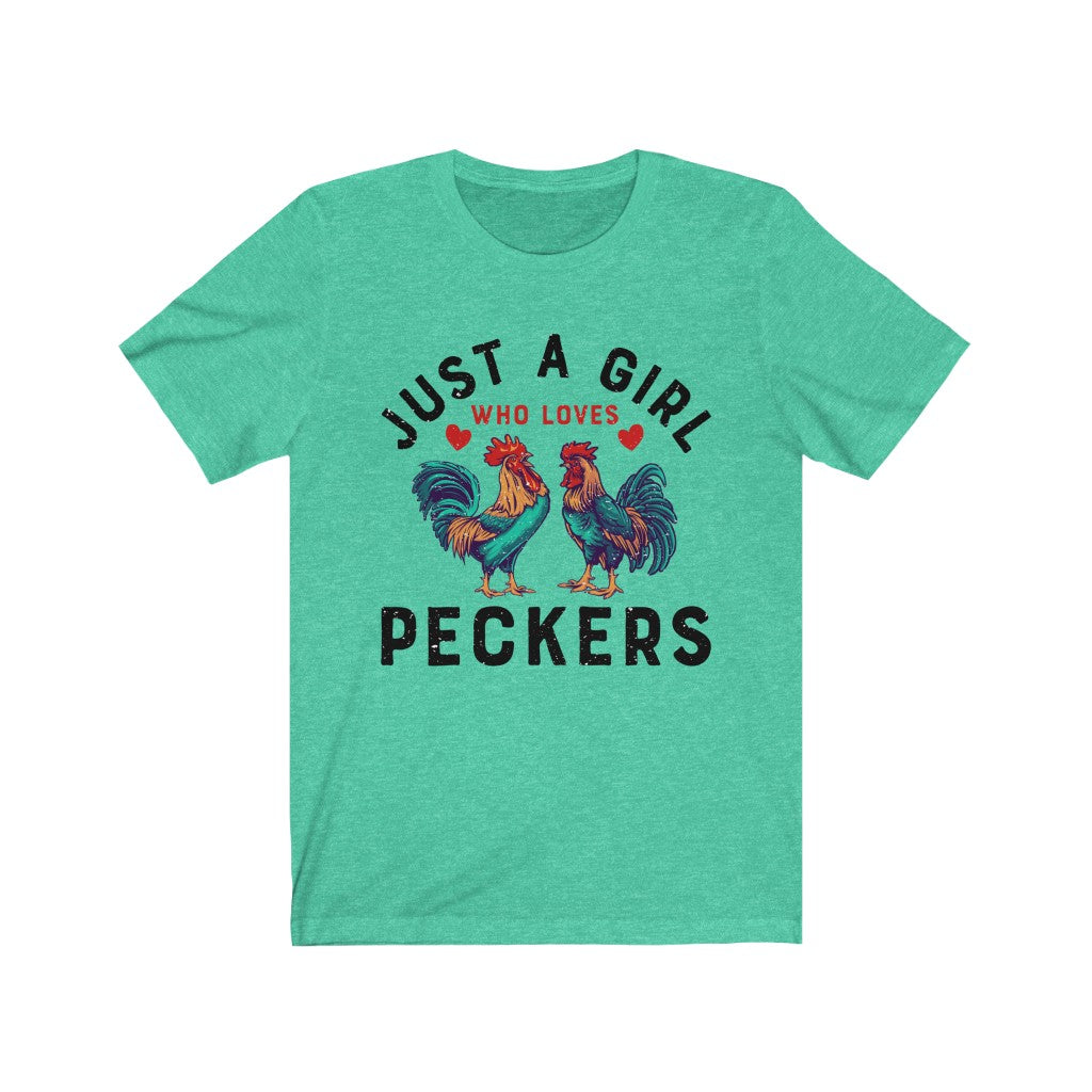 Girl Who Loves Peckers Chicken Farm T-shirt | Chicken Lover Gift | Unisex Jersey T-shirt