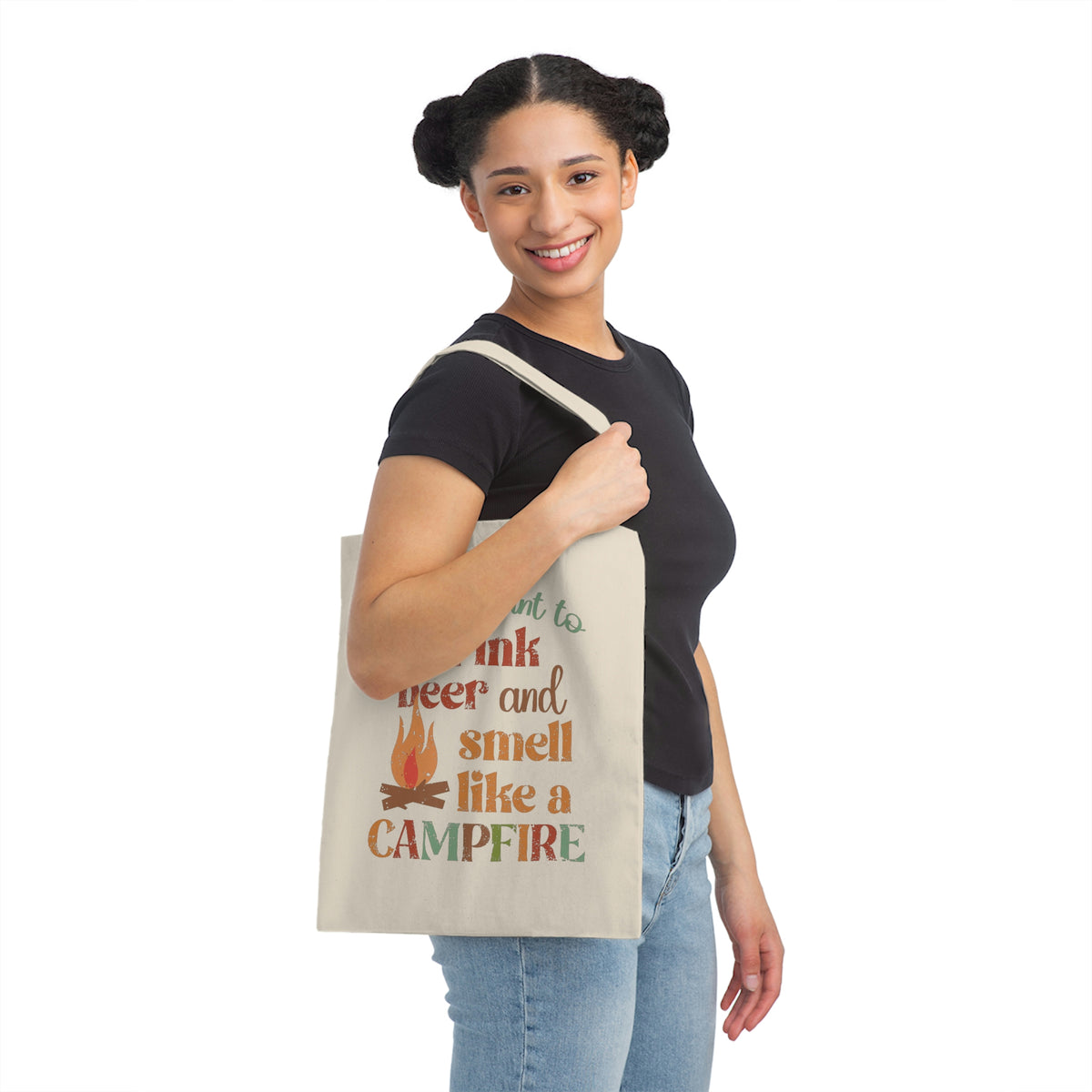 Smell Like a Campfire Beer Tote Bag | Camping Tote | Camping Gifts | Canvas Tote Bag