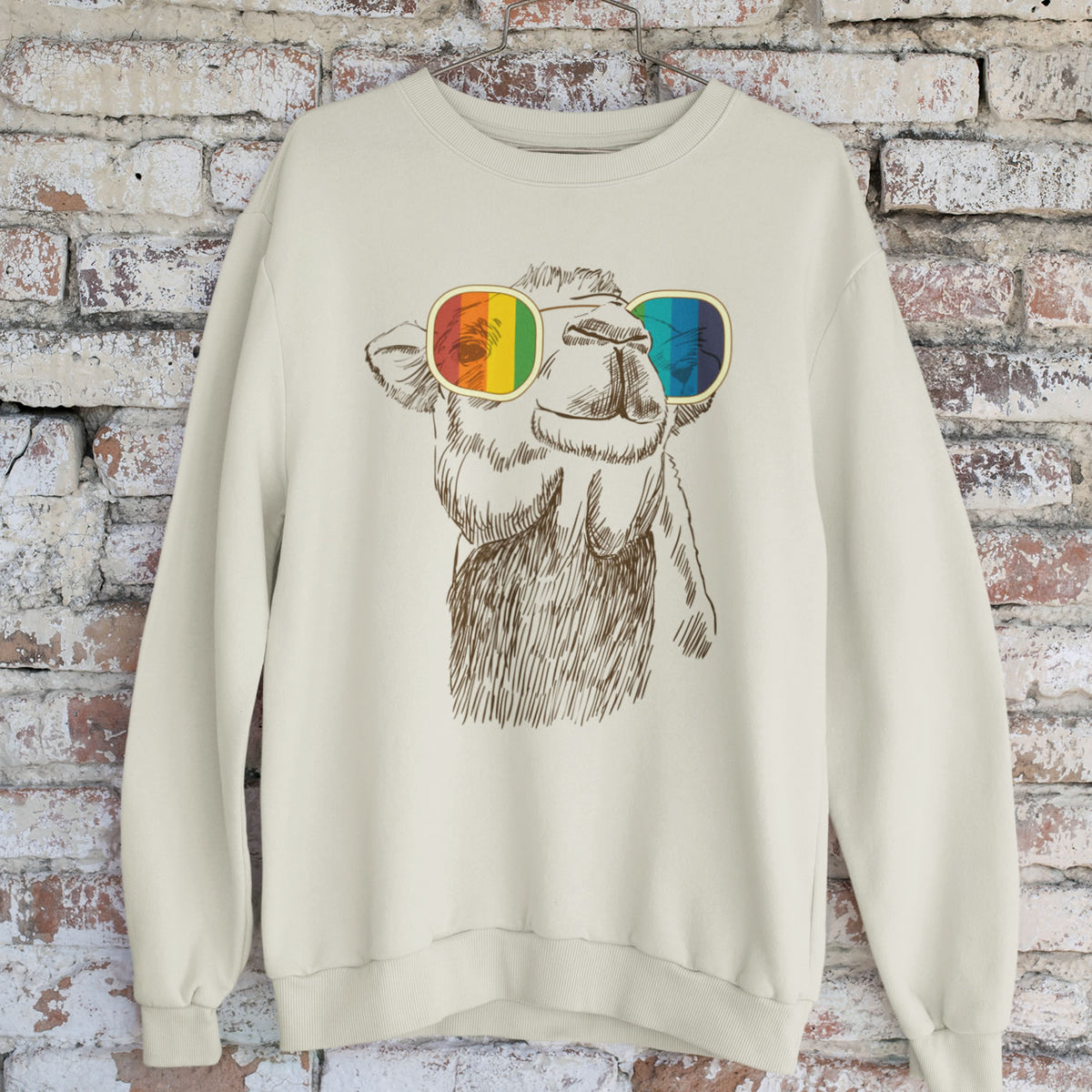Camel Retro Rainbow Funny Aesthetic Shirt | Joe Cool Gifts | Unisex Crewneck Sweatshirt