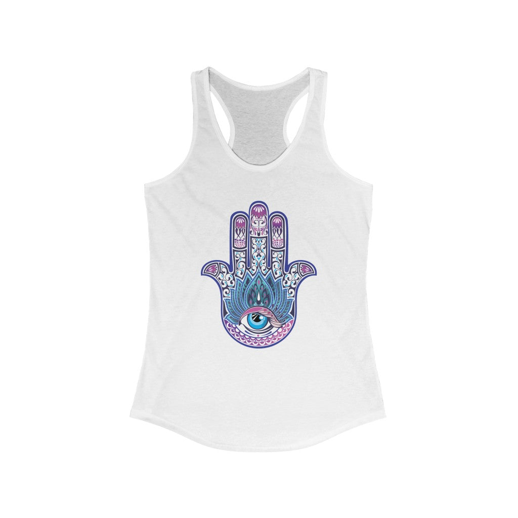 Hand of Fatima Evil Eye Muslim Hamsa Shirt | Protection Amulet Gift | Women's Slim-fit Racerback Tank Top