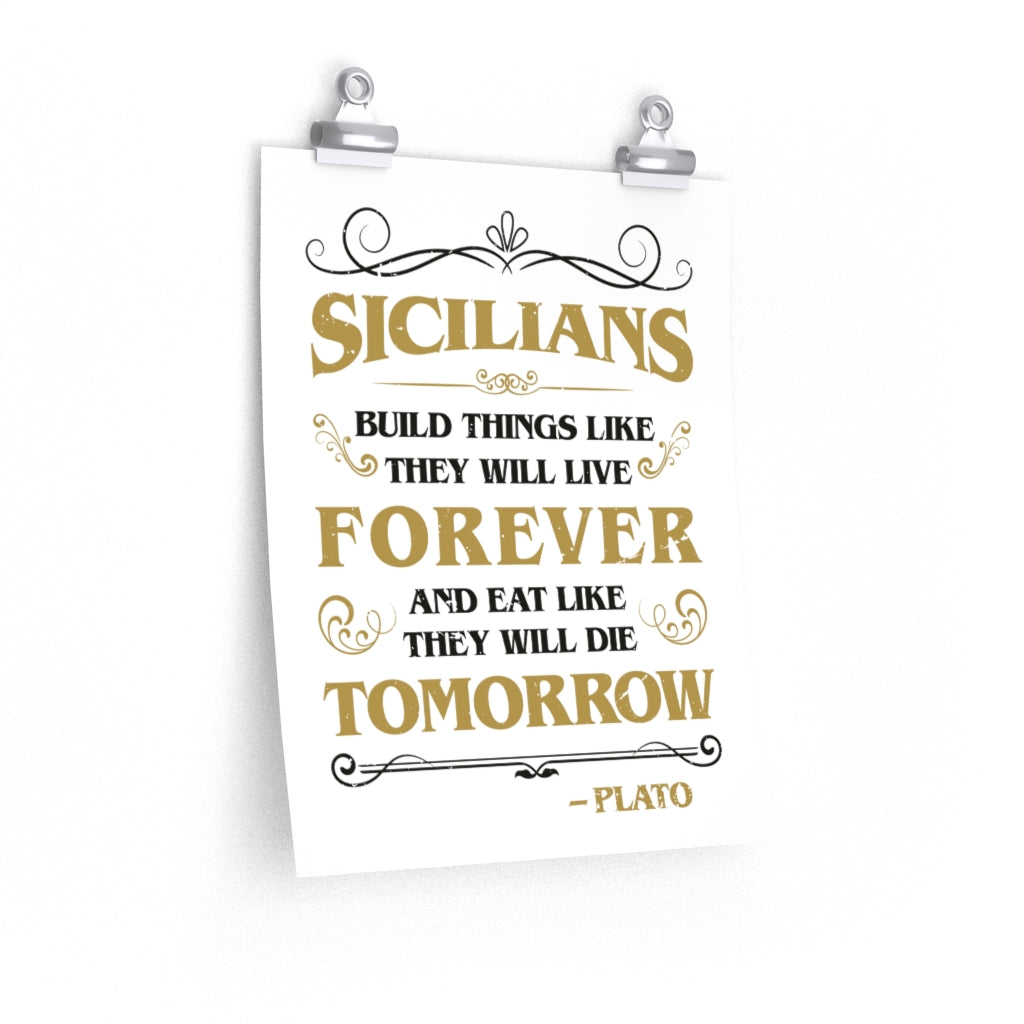 Funny Sicilian Plato Quote Italian Art Print | Sicily Italy Gift Home Decor | Premium Matte vertical posters