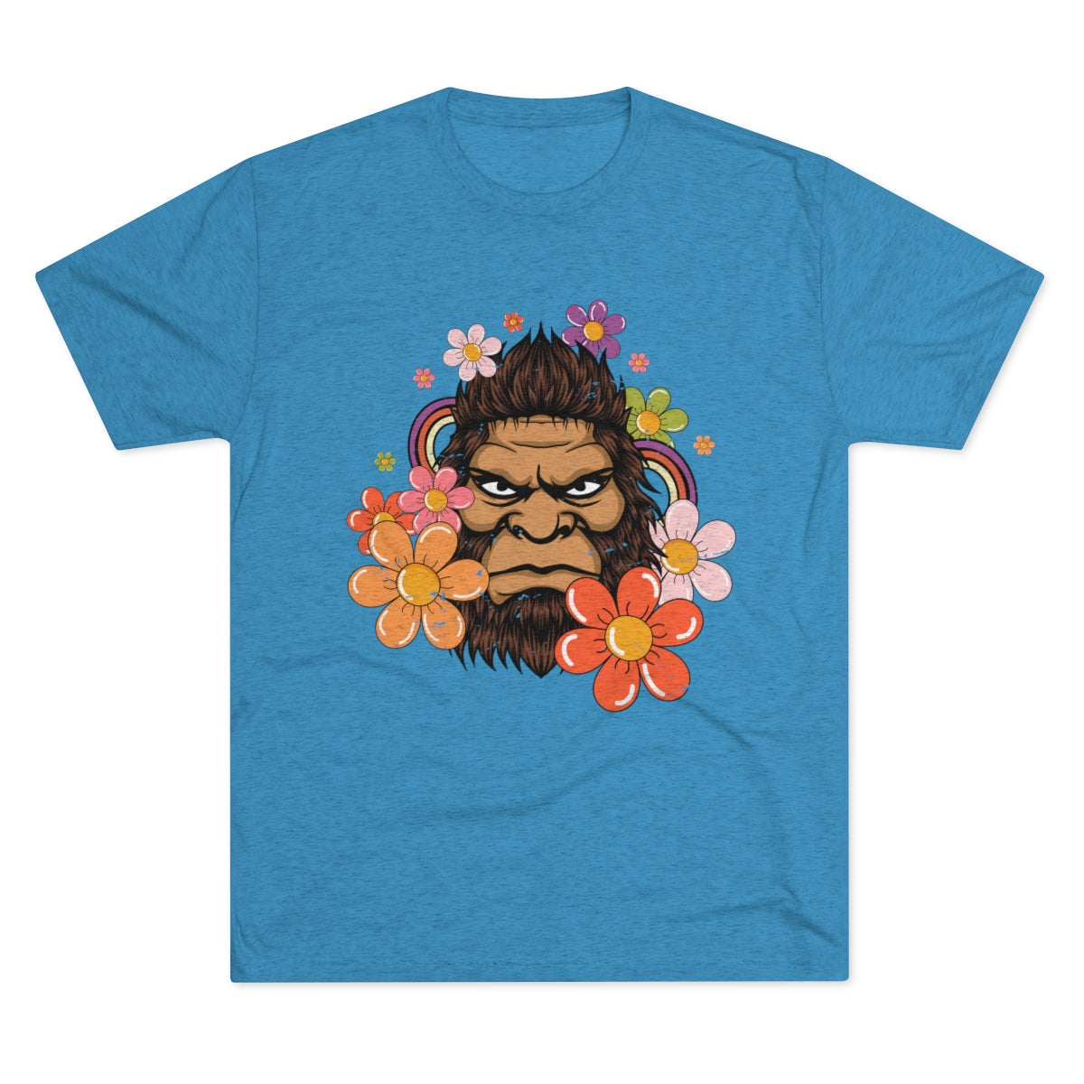 Retro 70s Floral Bigfoot Shirt | Funny Flower Power Shirt | Men's  Tri-blend T-shirt
