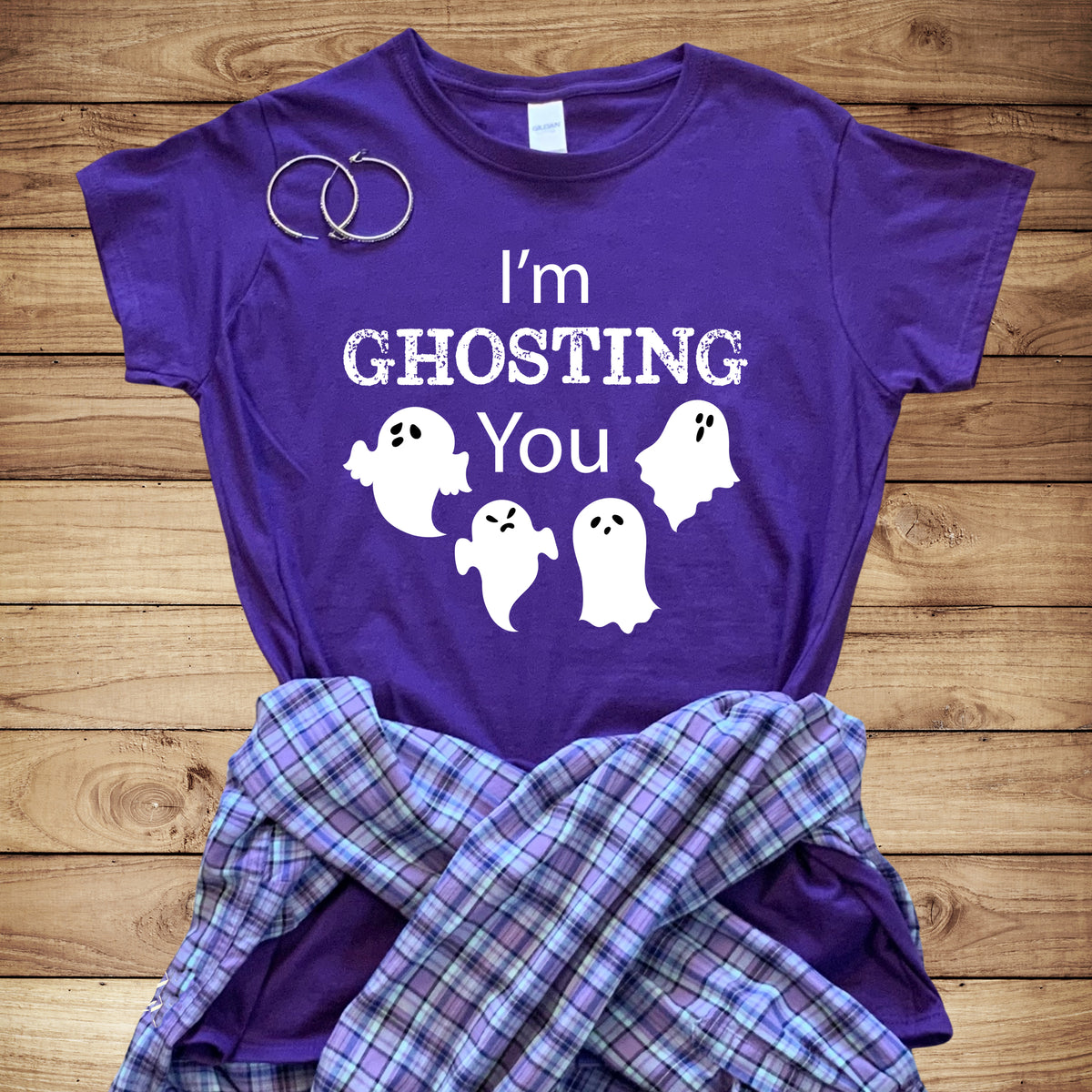 Ghosting You Funny Halloween Ghost Shirt | Cute Ghost Gift | Women's Slim-fit Soft Style Tee