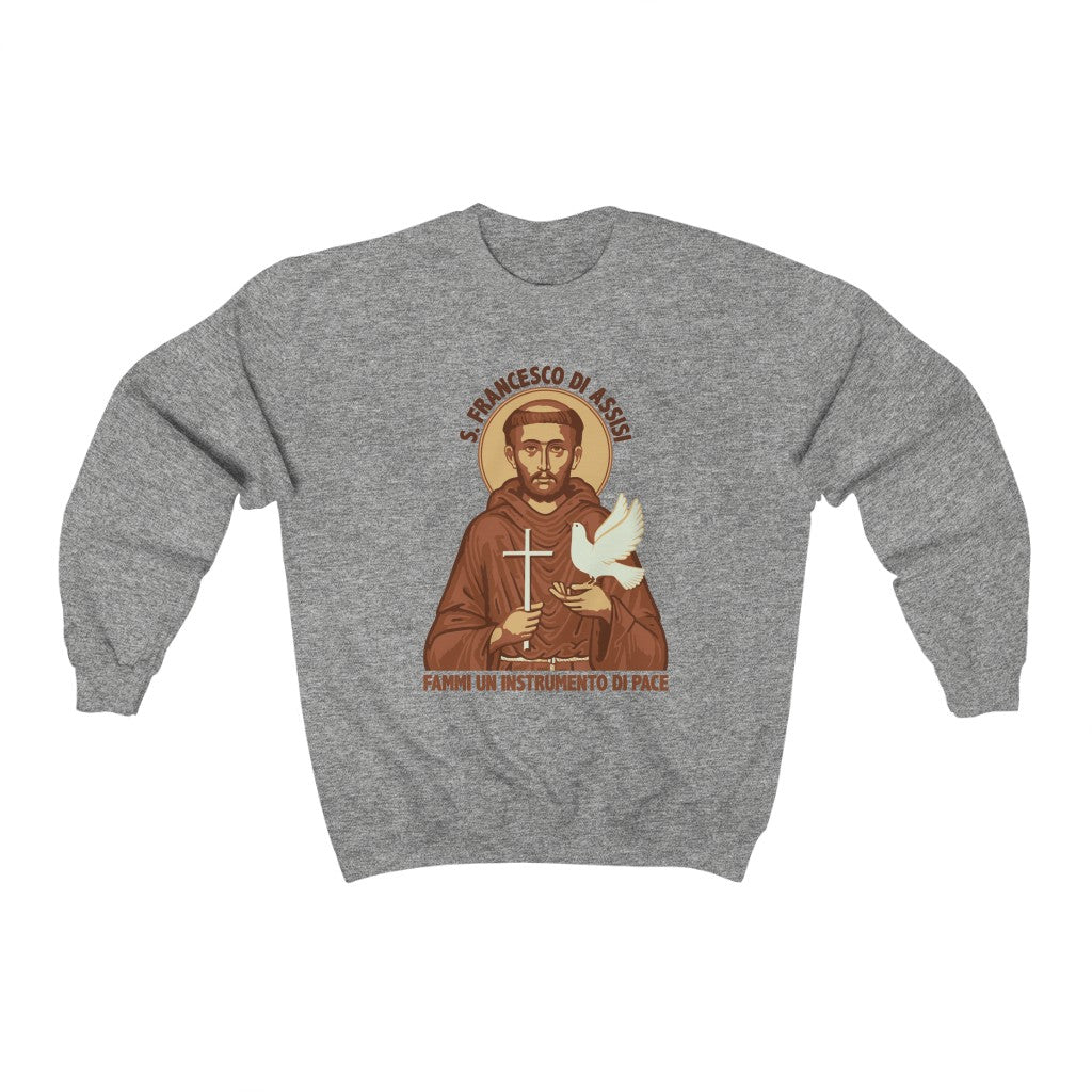Saint Francis Catholic Peace Prayer Shirt | St Francis Italian Gift | Unisex Crewneck Sweatshirt