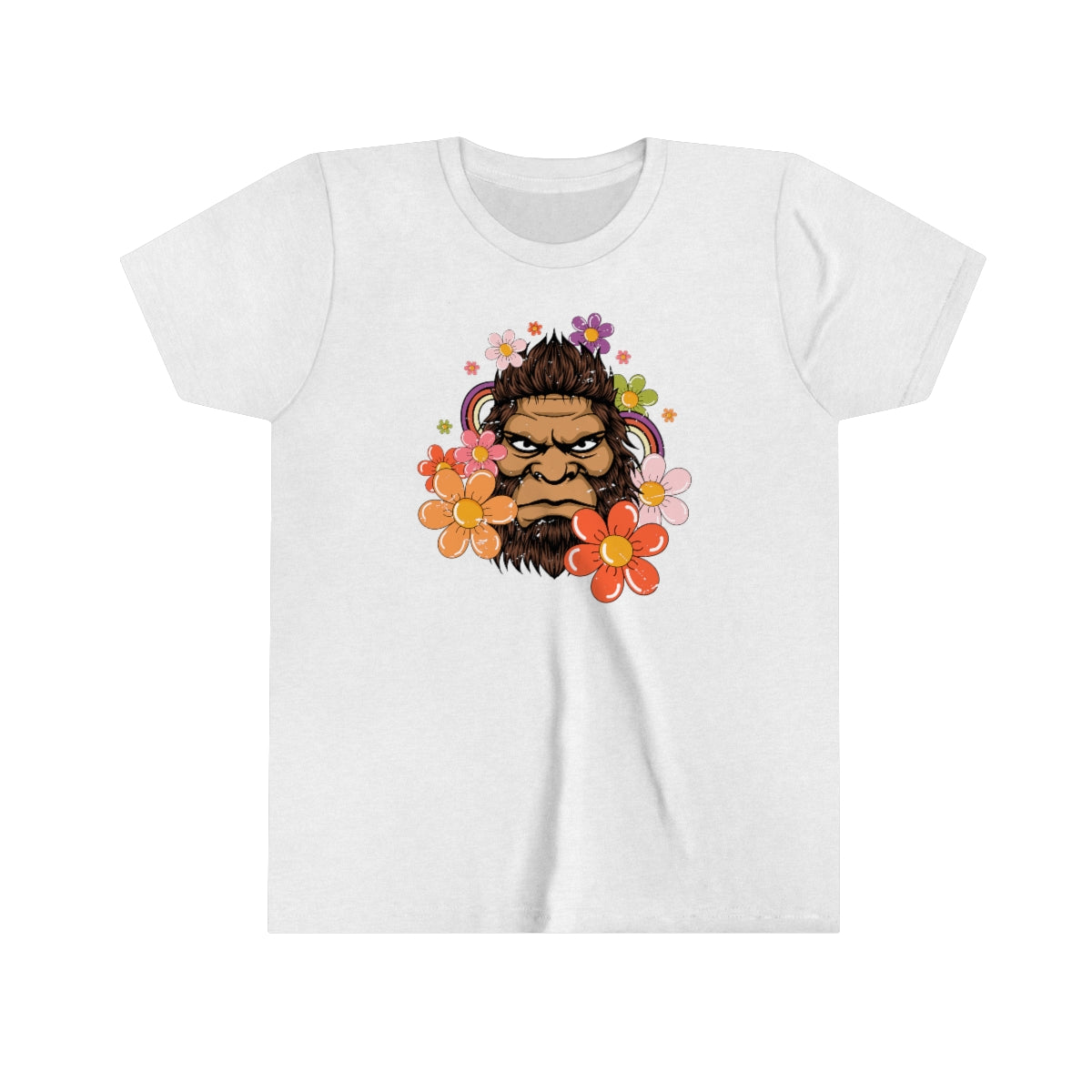 Retro 70s Floral Bigfoot Shirt | Funny Flower Power Shirt | Youth Jersey T-shirt