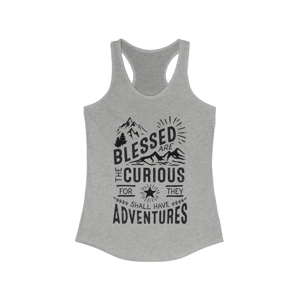 Blessed Curious LOTR Adventure Hiking Shirt | Wanderlust Gift  | Women's Slim-fit Racerback Tank Top