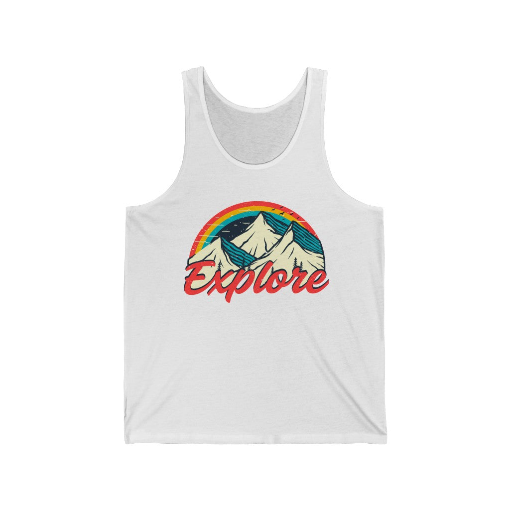 Explore Retro 70s Vintage Hiking Shirt | Vintage Camping Shirt | Unisex Jersey Tank Top