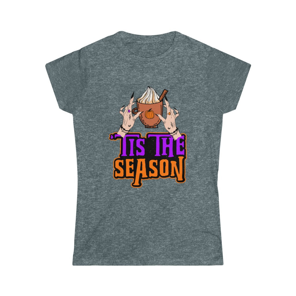 Tis the Season Pumpkin Spice Witch Shirt | Halloween Shirt | Coffee Shirt | Women's Slim-fit Soft Style T-shirt