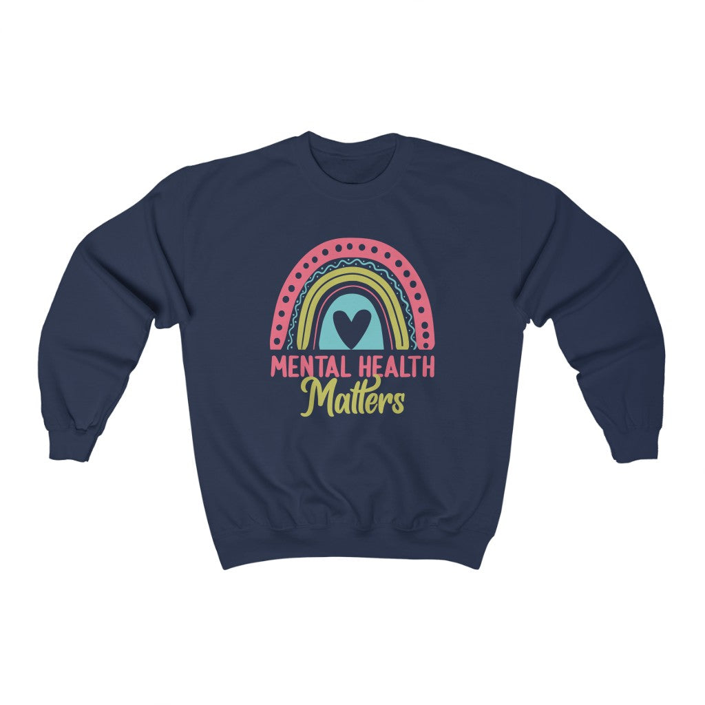 Mental Health Matters School Psychology Shirt | Rainbow Gift | Unisex HeavyBlend Crewneck Sweatshirt