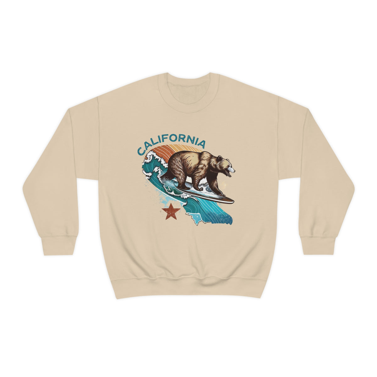 California Bear Surf Shirt | California Beach Bum Shirt | Retro Shirt | California Gifts | Unisex Crewneck Sweatshirt