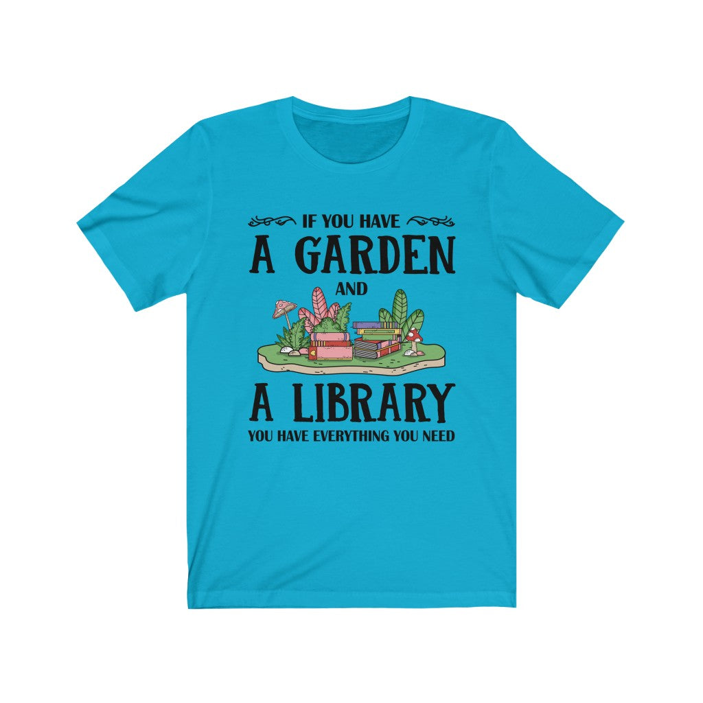 Garden & Library Bookworm Book Shirt | Book Lover Gift | Bella Canvas Unisex Jersey T-shirt