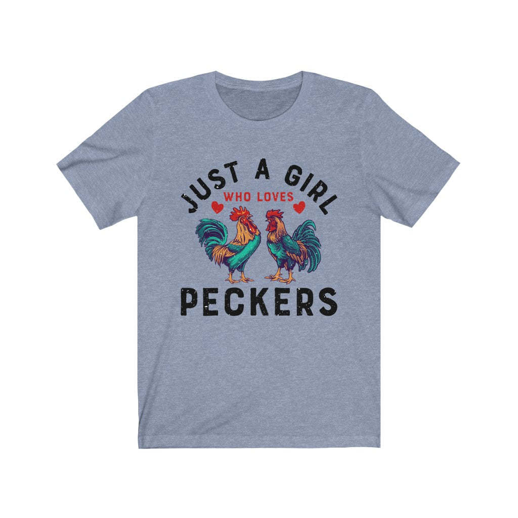 Girl Who Loves Peckers Chicken Farm T-shirt | Chicken Lover Gift | Unisex Jersey T-shirt