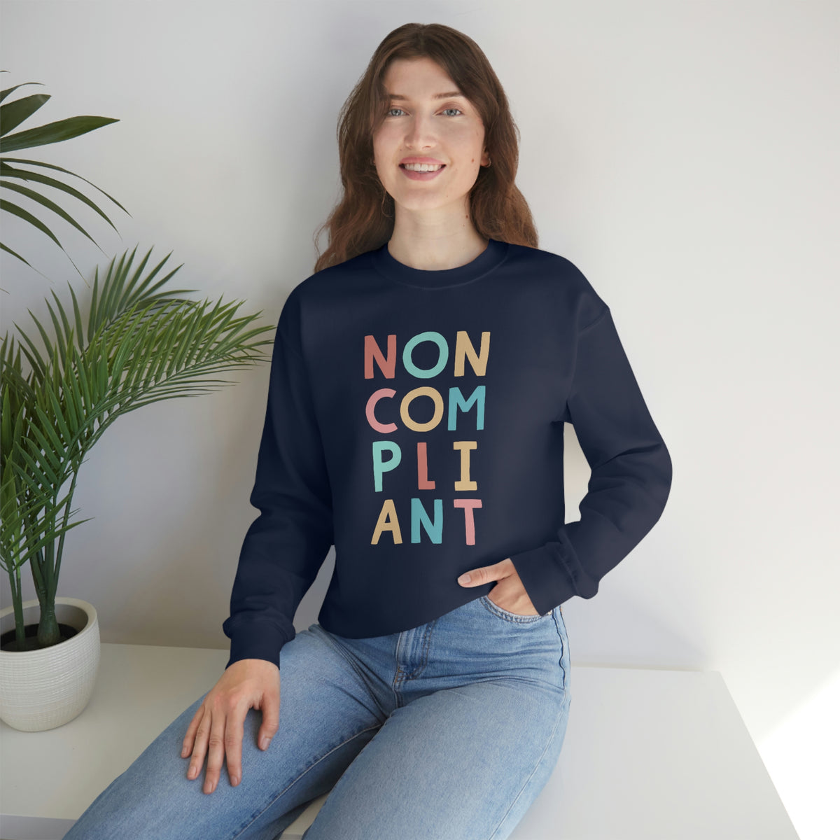 Noncompliant Protest Shirt | Co-worker Gift For Her | Minimalist Shirt | Quirky Gifts | Unisex Crewneck Sweatshirt