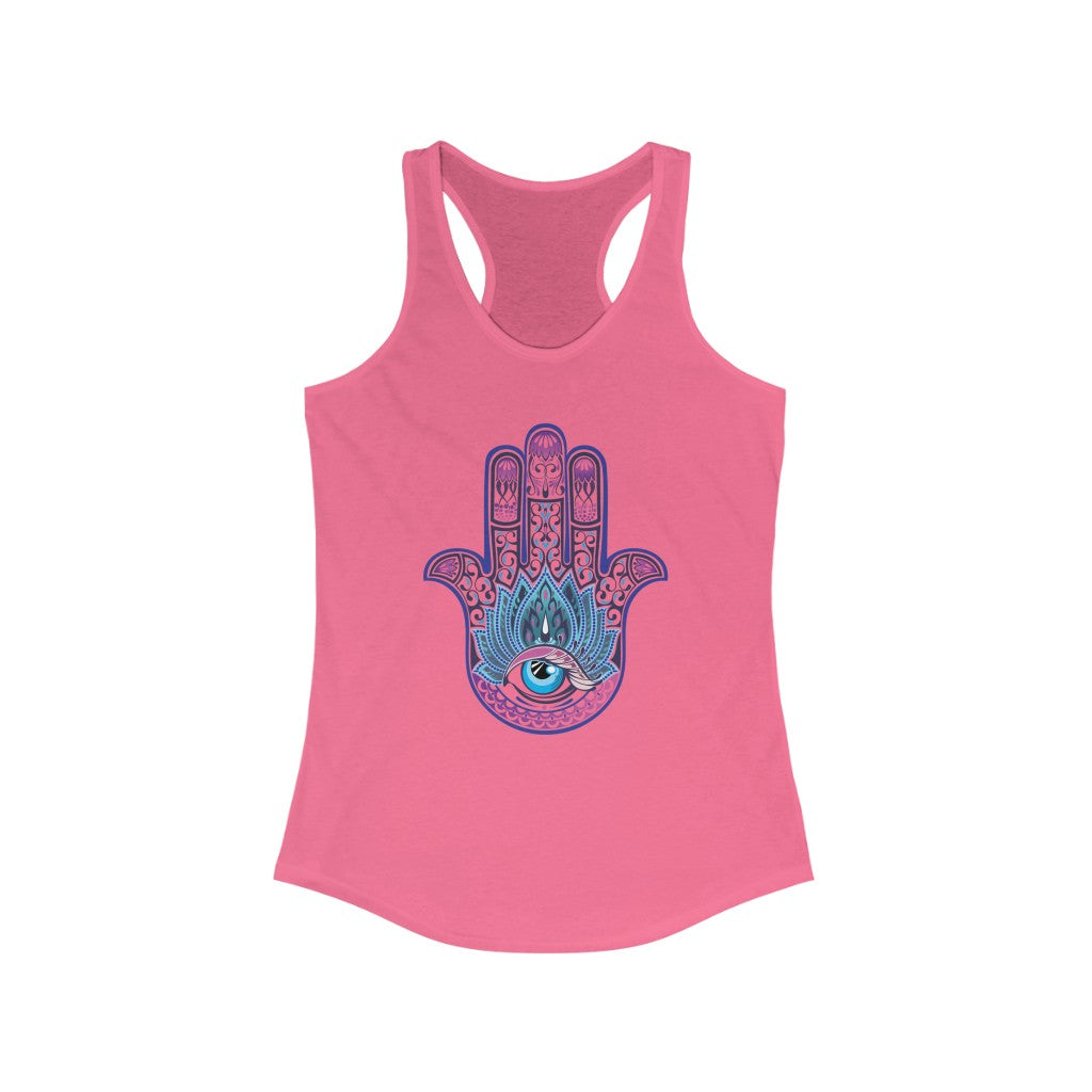 Hand of Fatima Evil Eye Muslim Hamsa Shirt | Protection Amulet Gift | Women's Slim-fit Racerback Tank Top