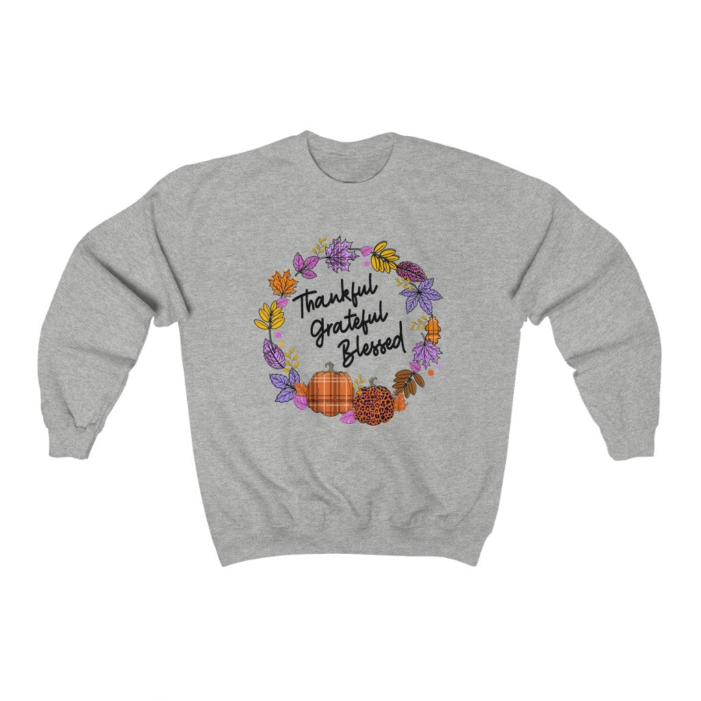 Thankful Buffalo Plaid Pumpkin Fall Shirt | Unisex Crewneck Sweatshirt