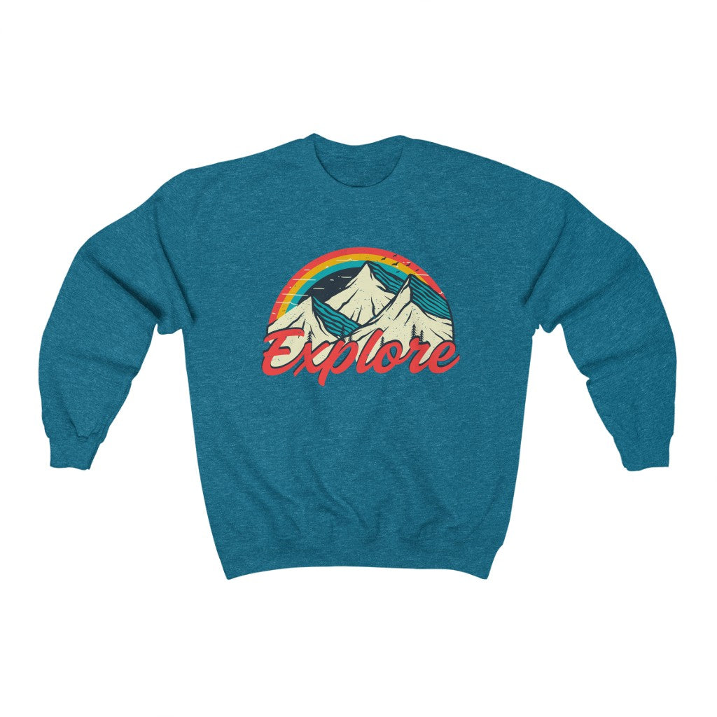 Explore Retro Hiking Camping Shirt | Unisex Crewneck Sweatshirt