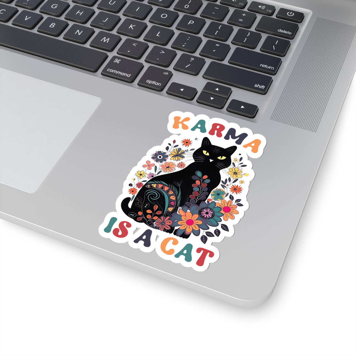 Karma Is a Cat Vinyl Sticker | Funny Cat Sticker | Karma Sticker | Mystical Sticker | Black Cat Lover Gift | Kiss-Cut Stickers