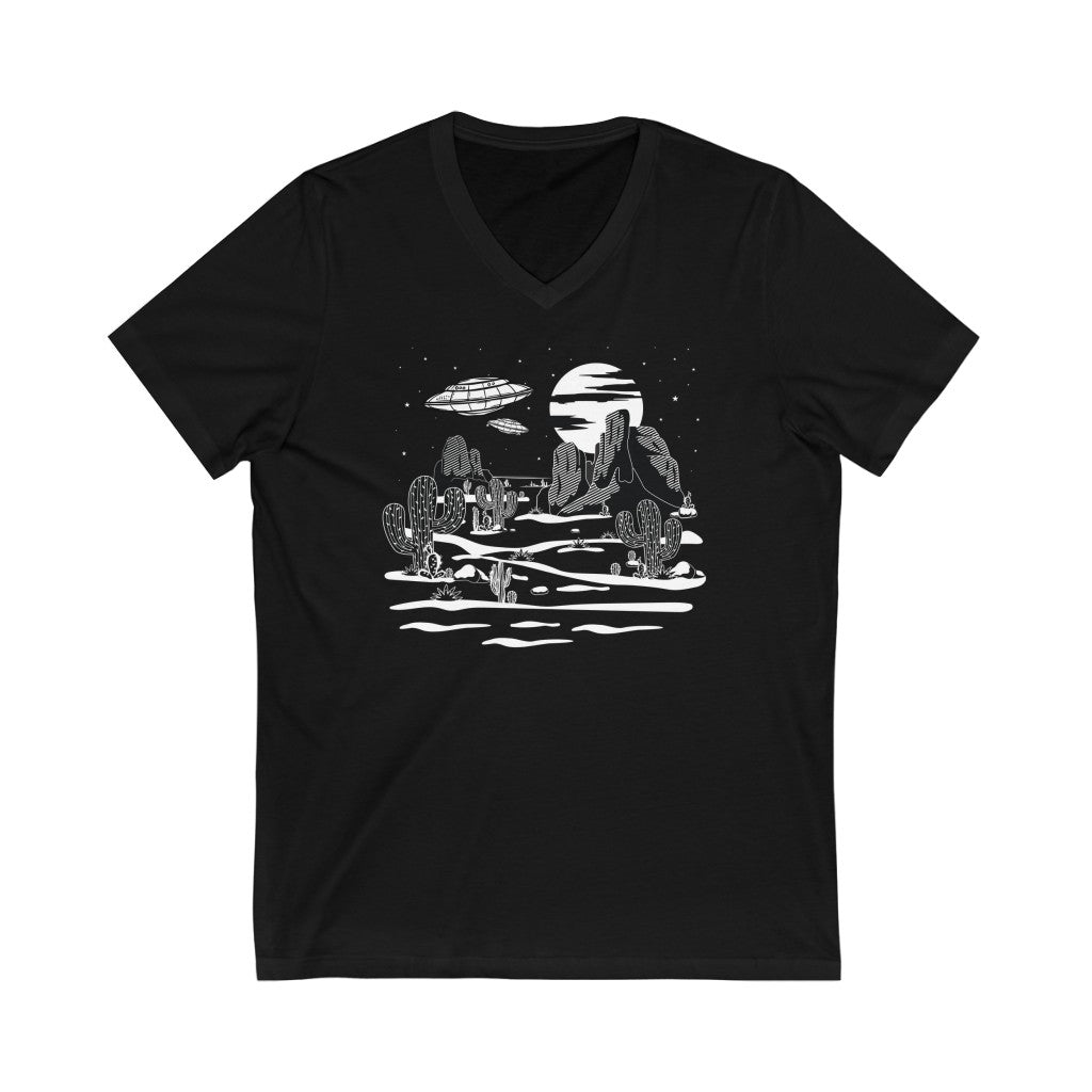 UFO Desert Camping Adventure Shirt | Great Outdoors Camping Gift | Unisex Jersey V-neck T-shirt