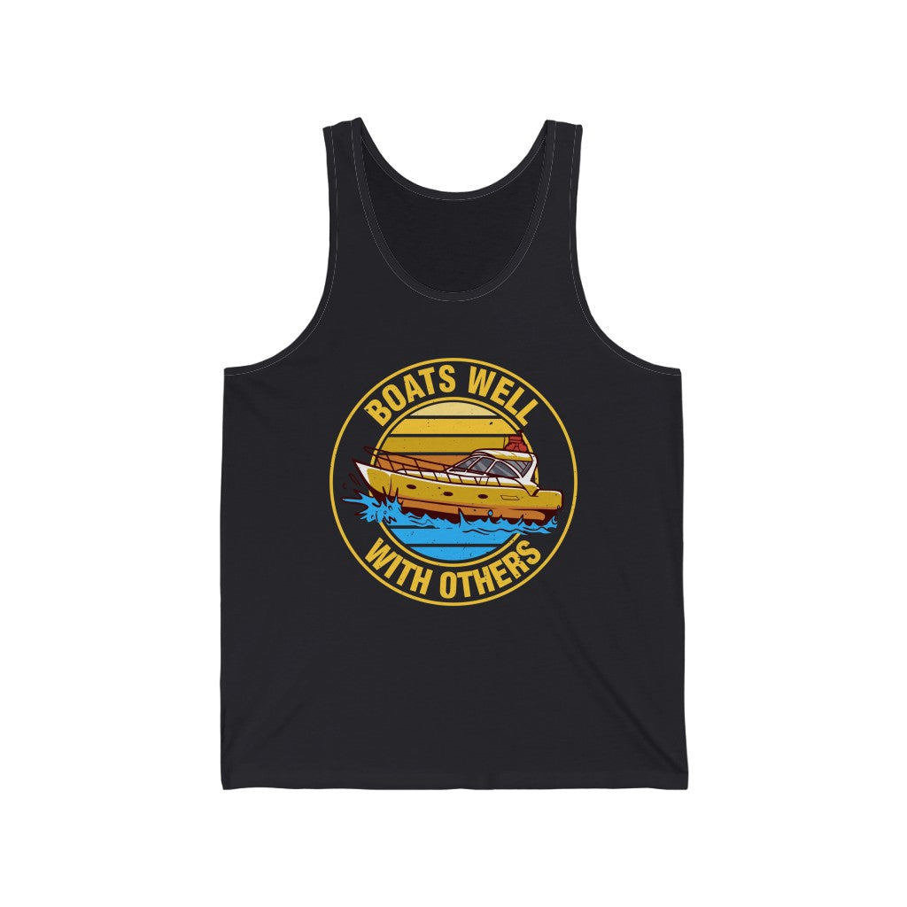Boats Well With Others Funny Boating Shirt | Bella Canvas Unisex Jersey Tank Top