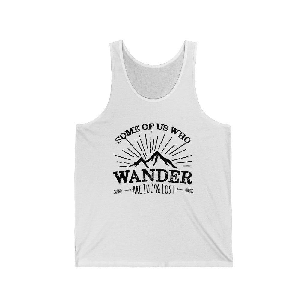 100% Lost Funny Wanderlust Adventure Shirt | Travel Lover Camping Gift| Unisex Jersey Tank Top