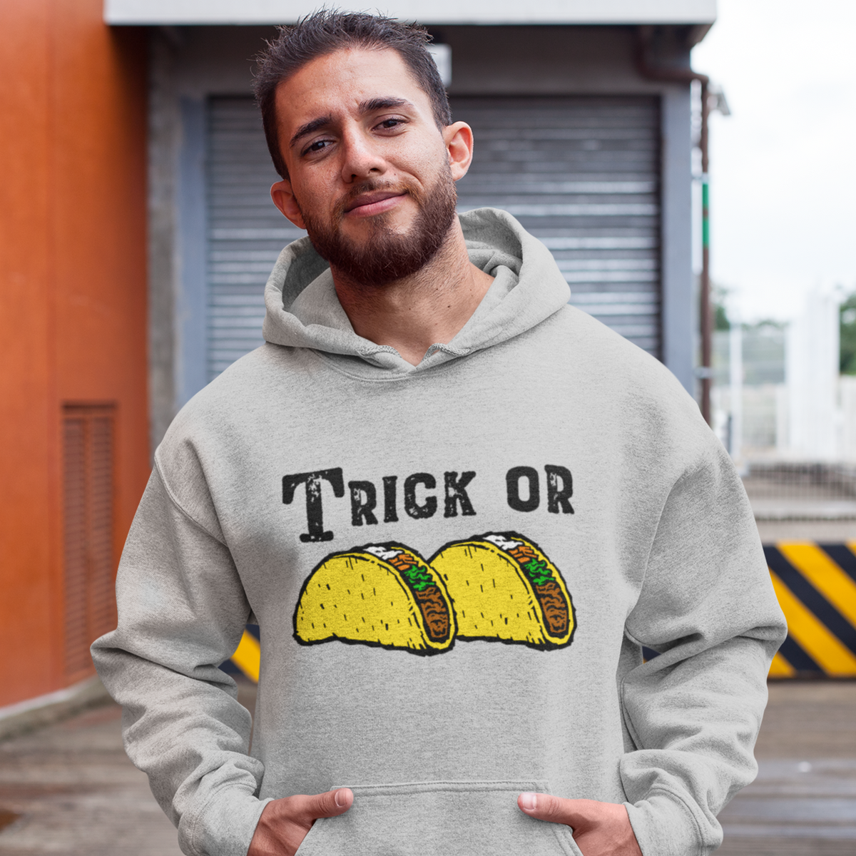 Trick or Tacos Funny Halloween Taco Shirt | Taco Lover Gift | Unisex Hooded Sweatshirt