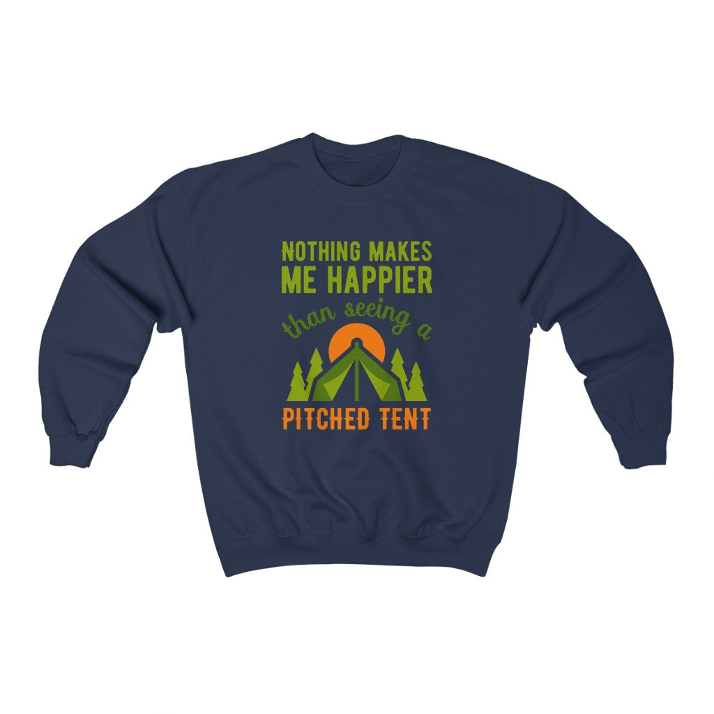 Pitched Tent Funny Camping Adventure Shirt | Happy Camper Gift | Unisex Crewneck Sweatshirt