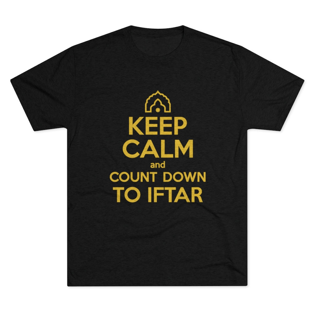 Keep Calm Iftar Muslim Gift Ramadan Shirt | Countdown to Iftar Gift | Men's  Tri-blend T-shirt