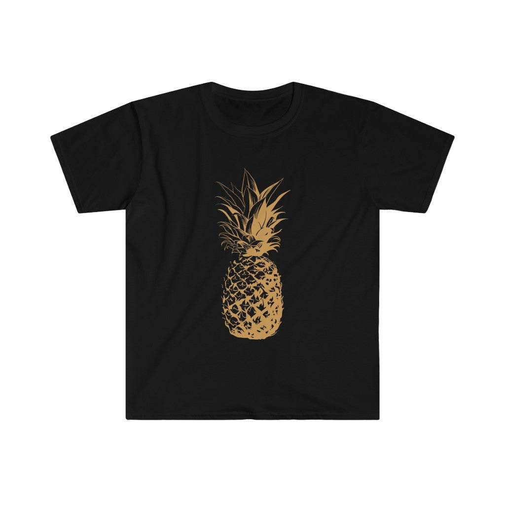 Gold Pineapple Beach Bum Aesthetic Shirt | Hawaiian Gift | Unisex Soft Style T-Shirt