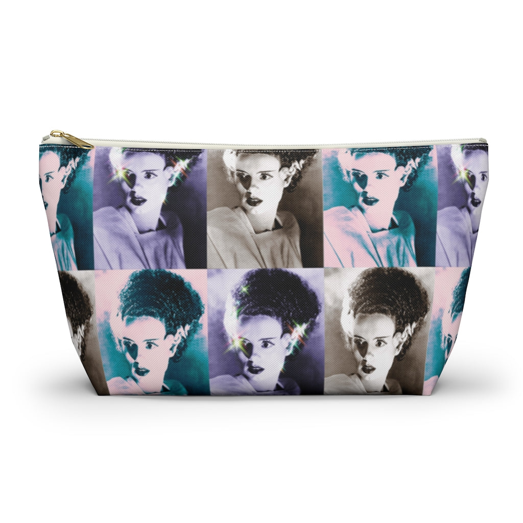 Bride of Frankenstein Makeup Cosmetic Bag | Halloween Gifts | Accessory Pouch with T-Bottom