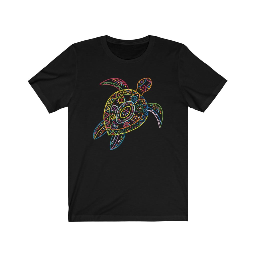 Sea Turtle Line Drawing Beach Bum Shirt | Ocean Lover Graphic Tees | Unisex Jersey T-shirt